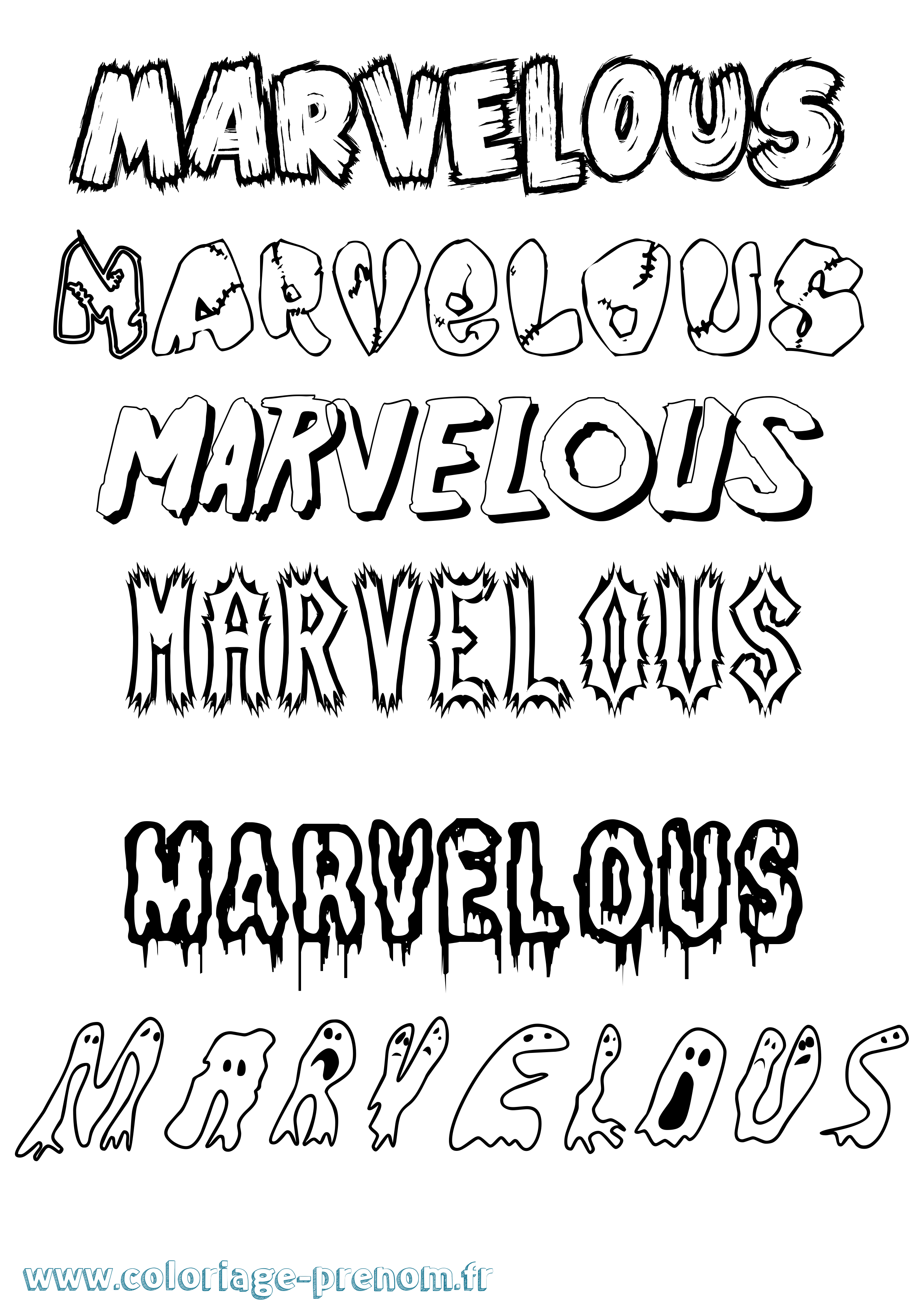 Coloriage prénom Marvelous Frisson