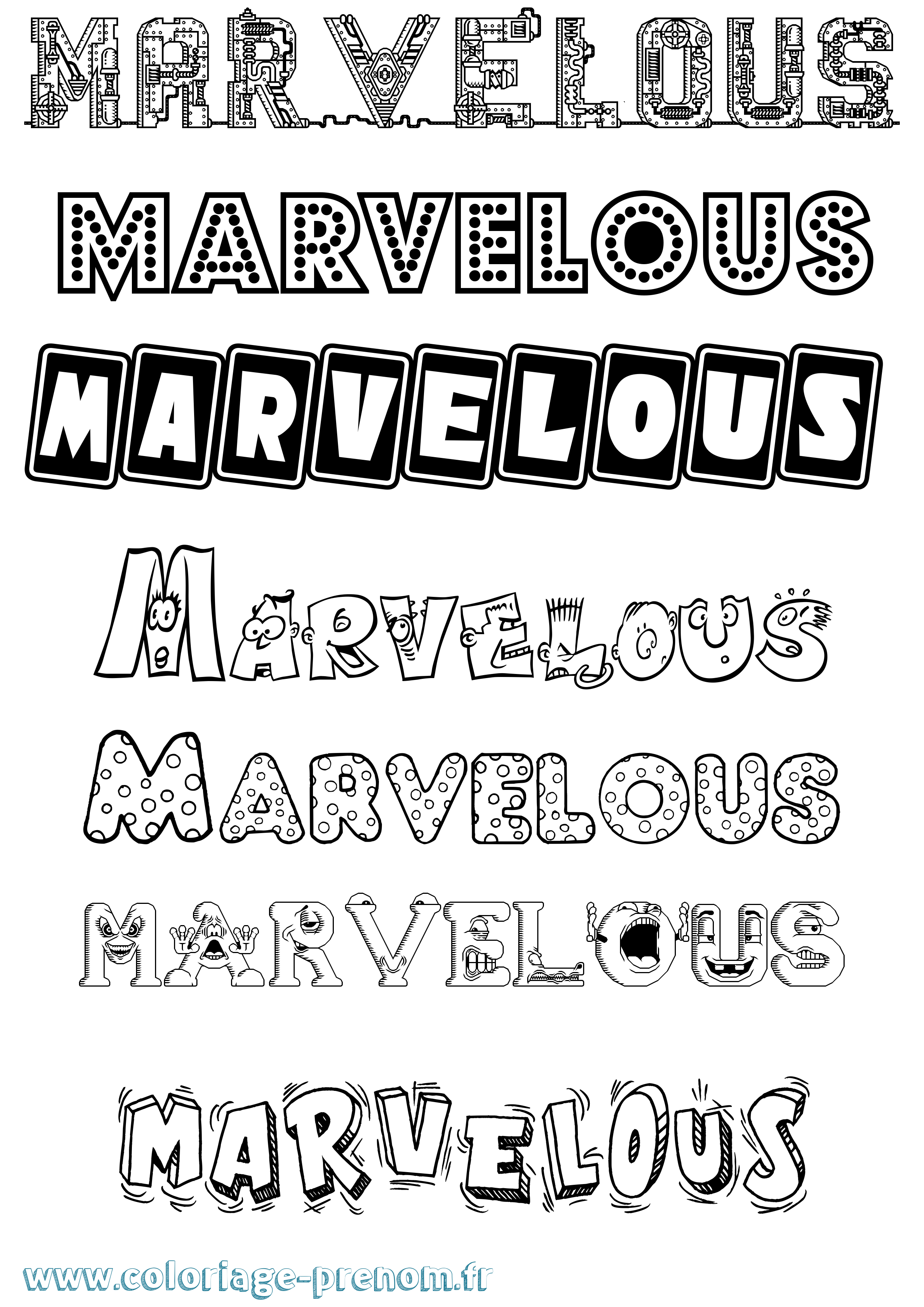 Coloriage prénom Marvelous Fun