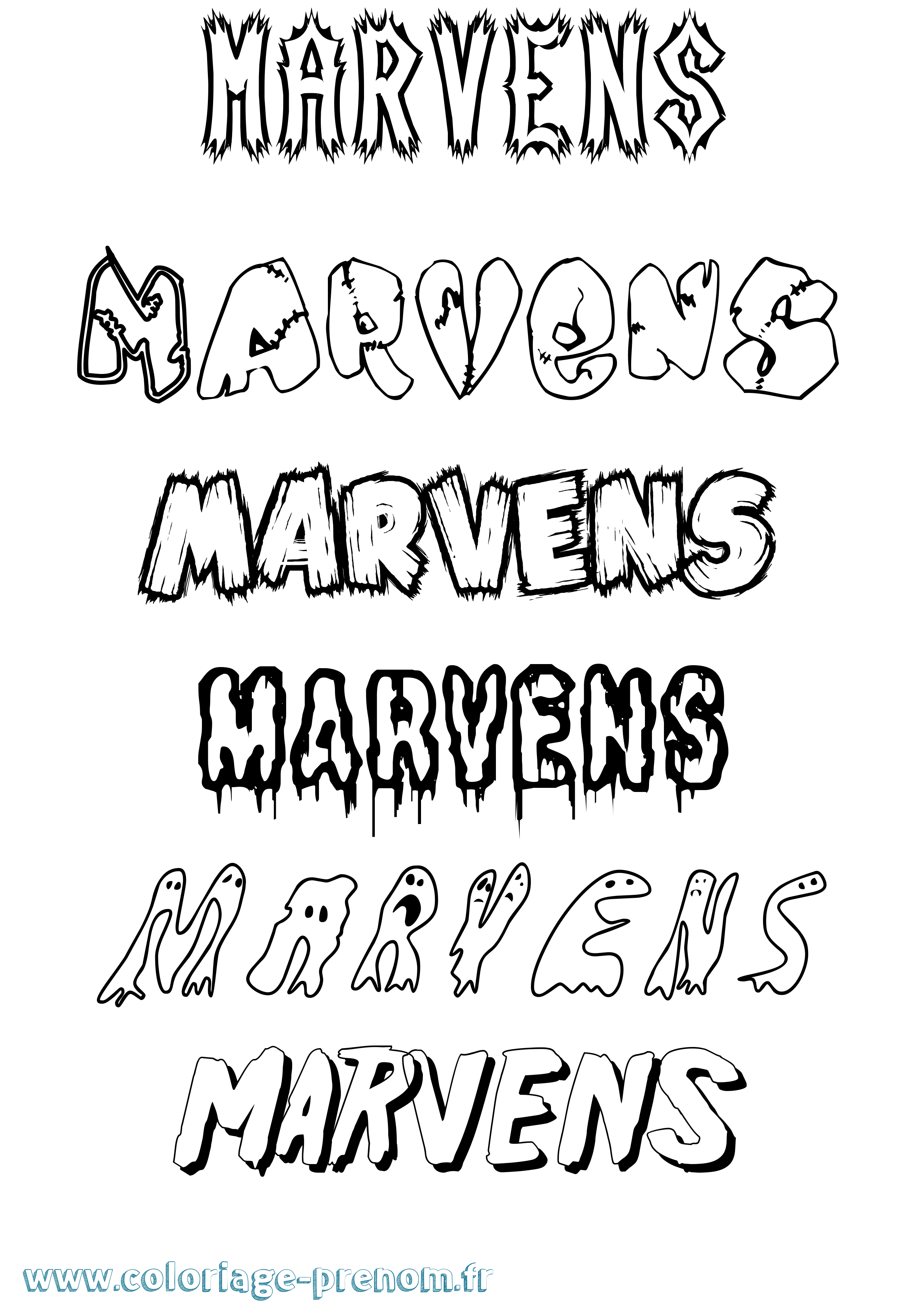 Coloriage prénom Marvens Frisson