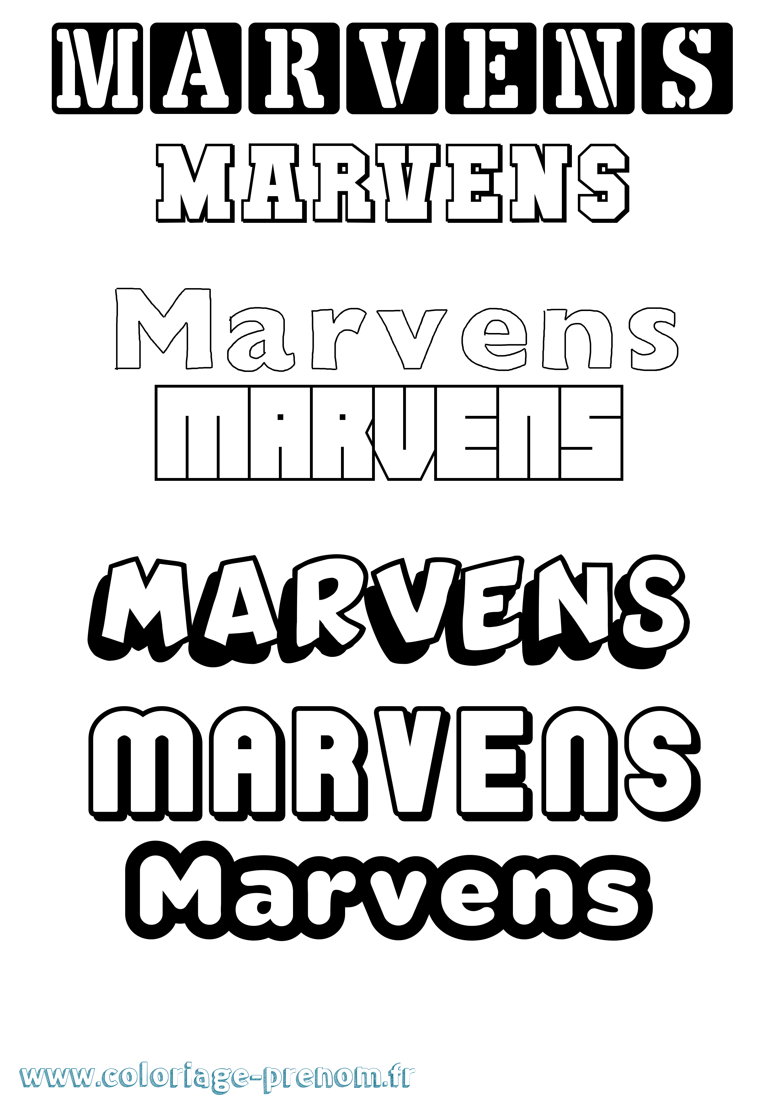Coloriage prénom Marvens Simple