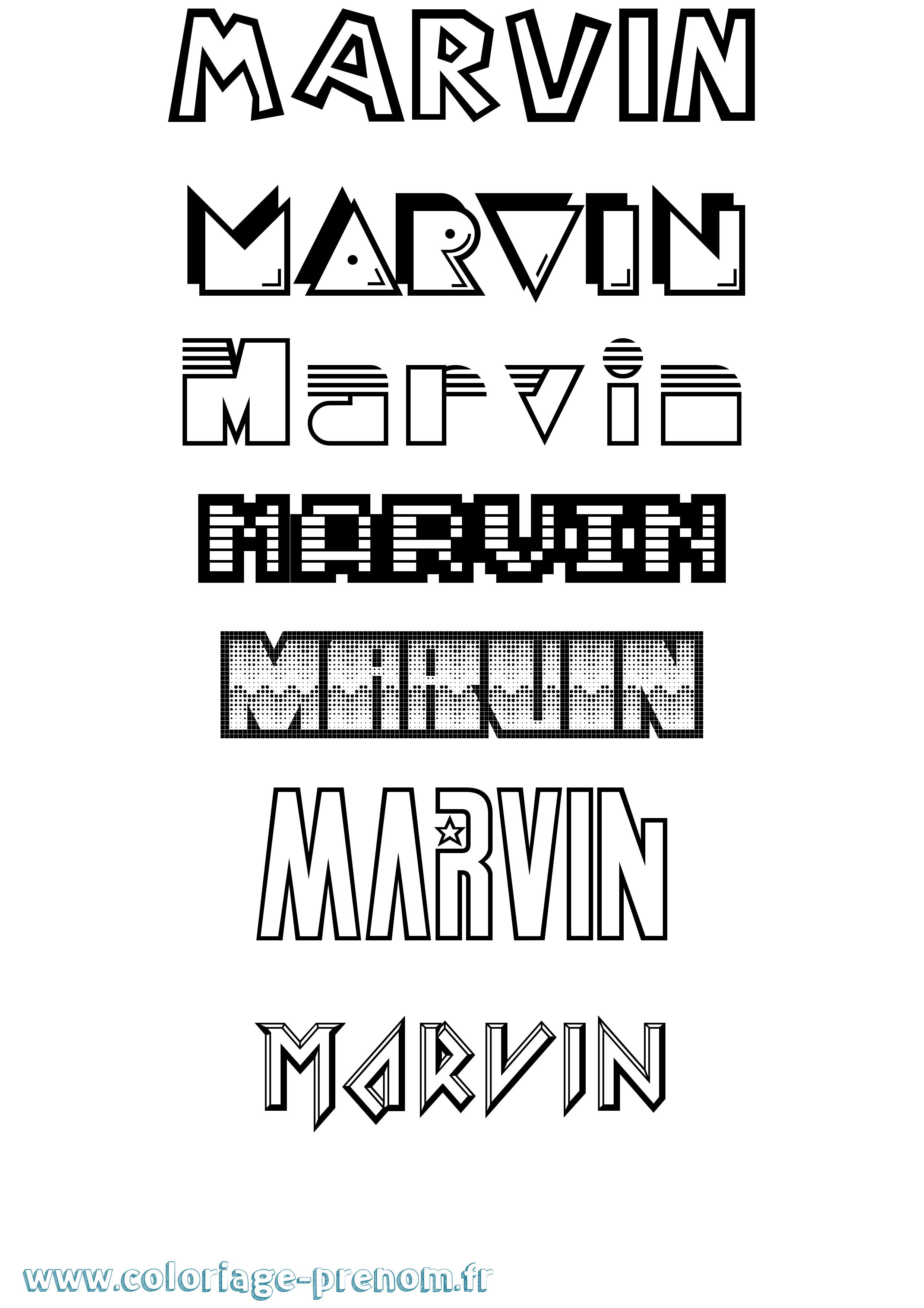 Coloriage prénom Marvin