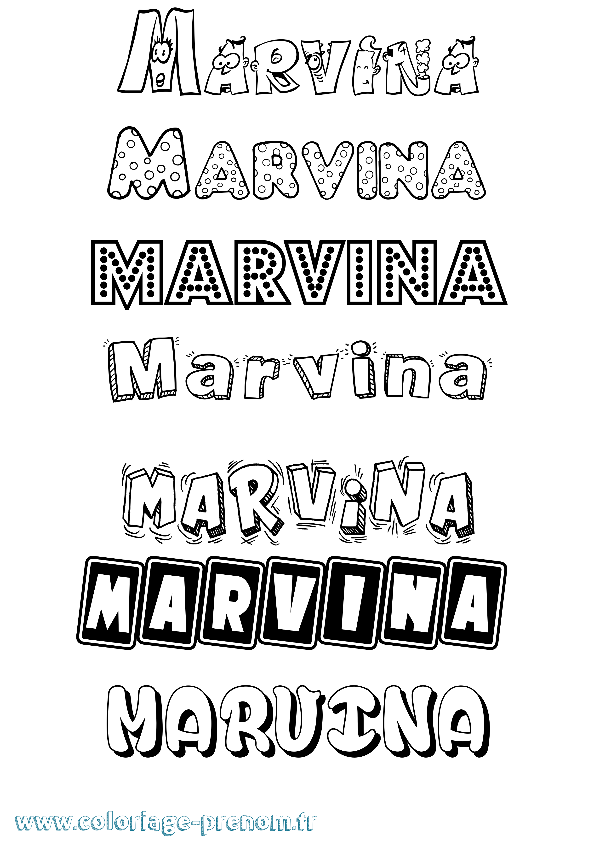 Coloriage prénom Marvina Fun