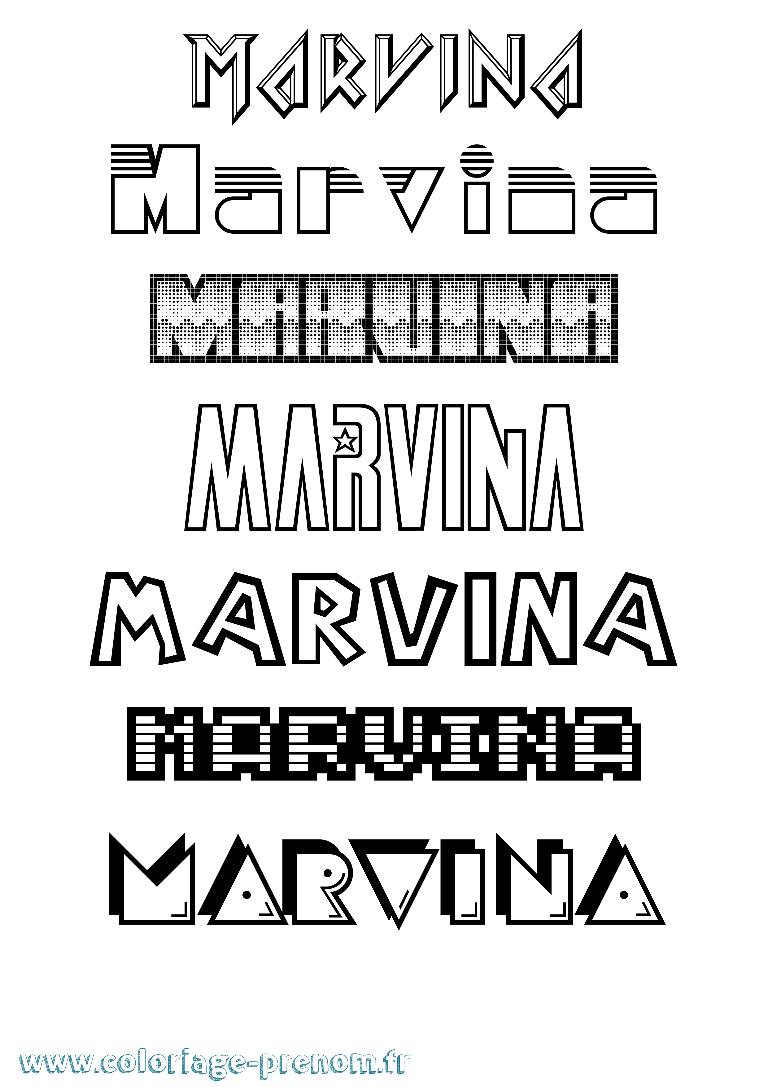 Coloriage prénom Marvina Jeux Vidéos