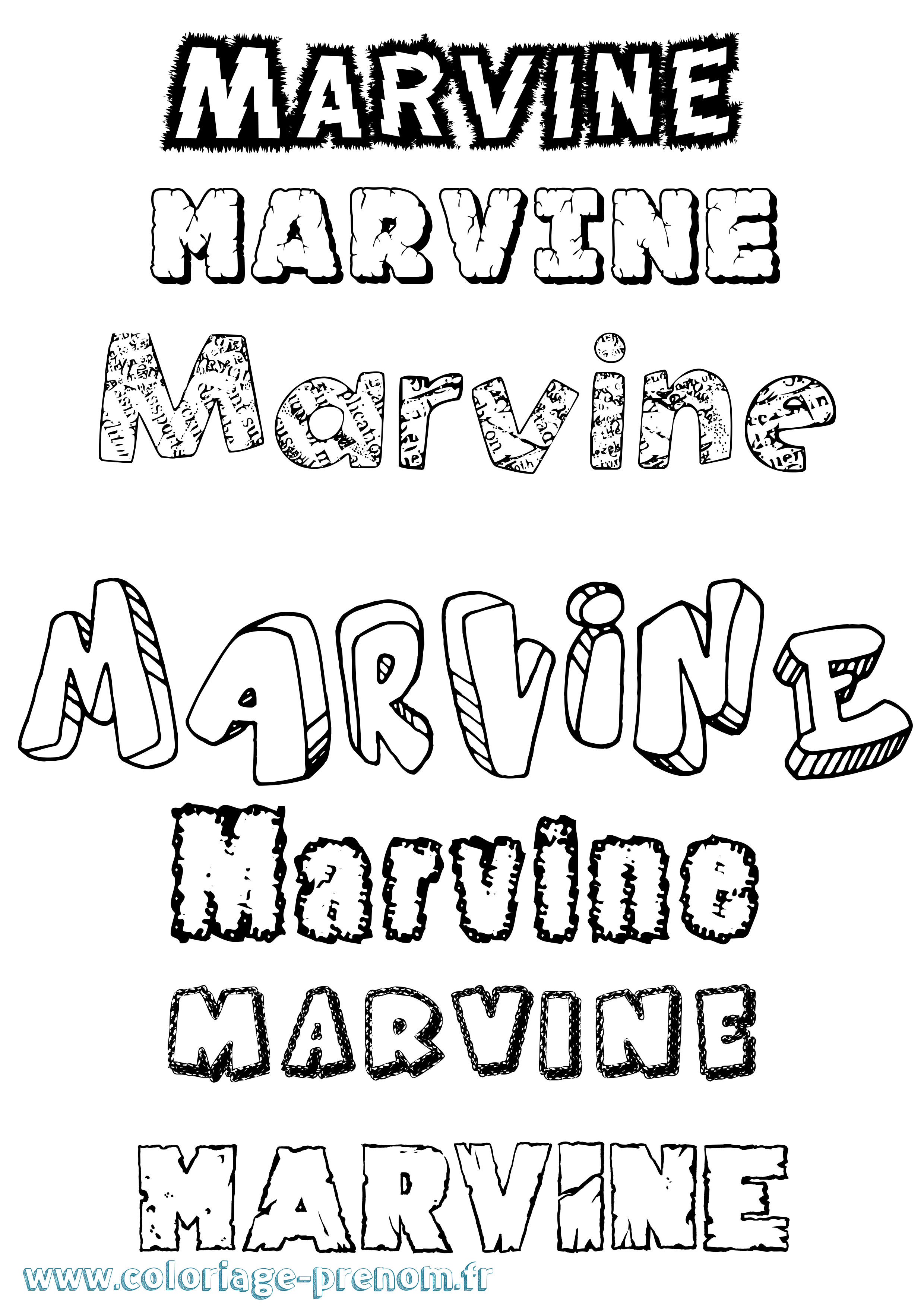 Coloriage prénom Marvine Destructuré