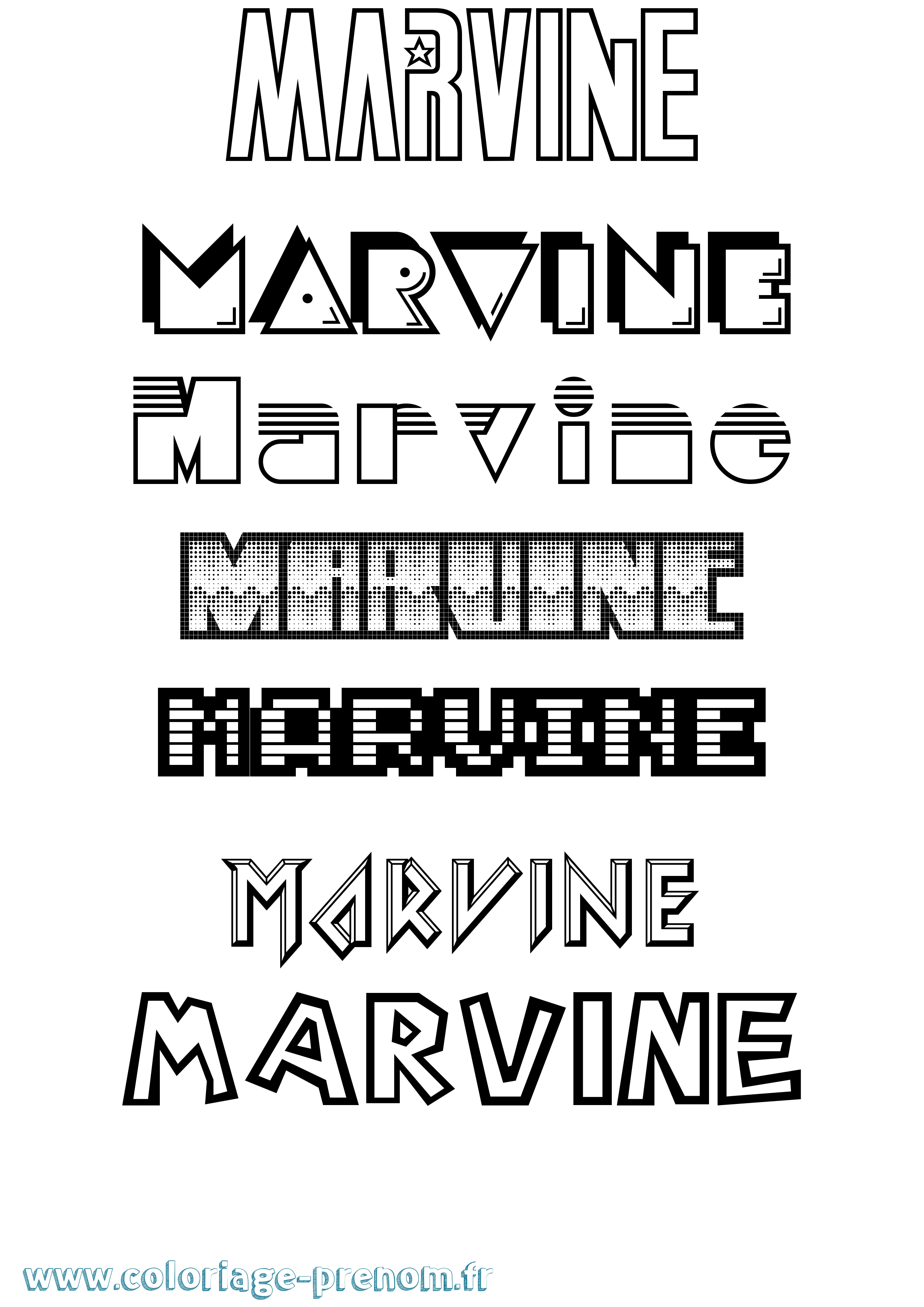 Coloriage prénom Marvine Jeux Vidéos