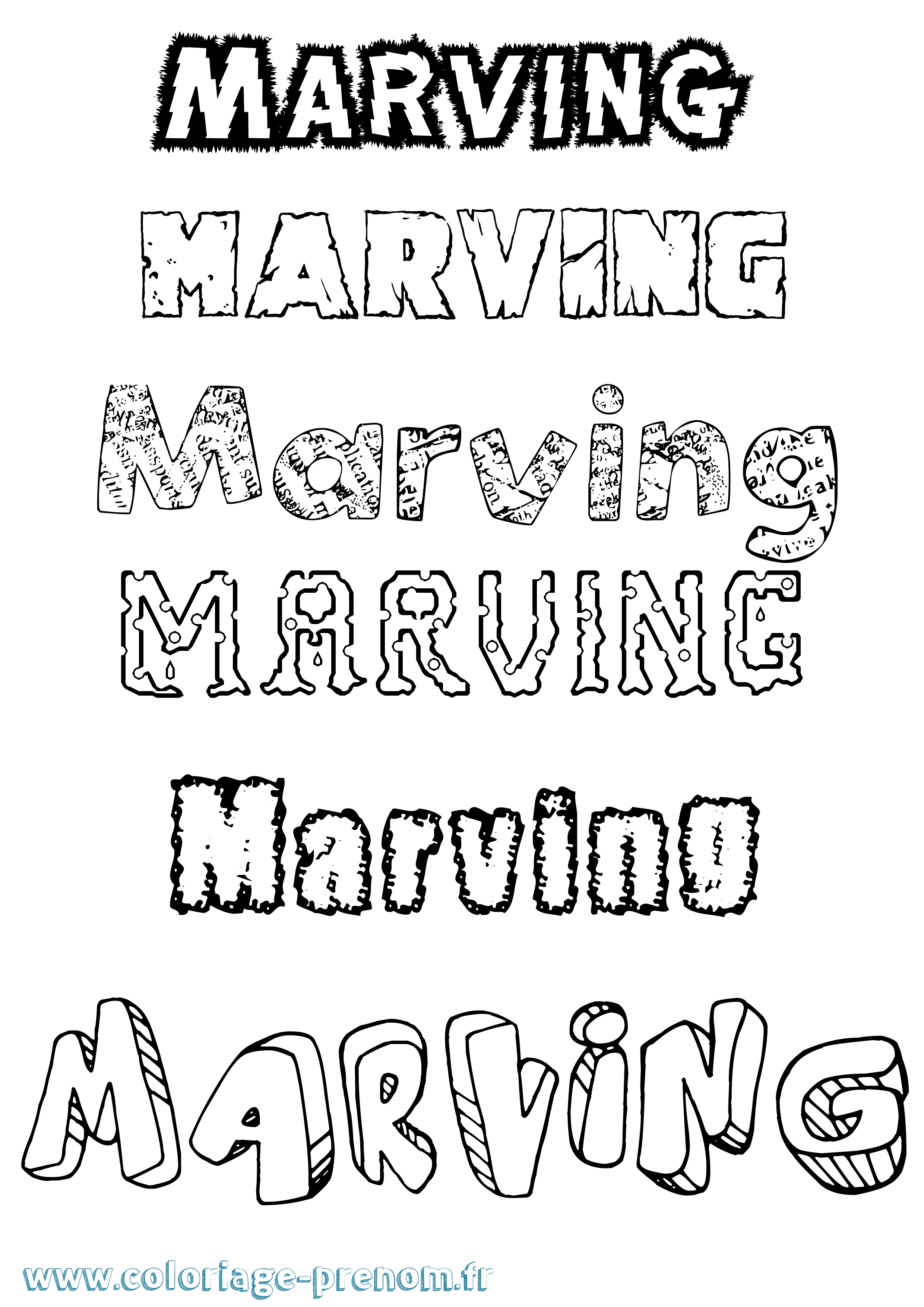 Coloriage prénom Marving Destructuré