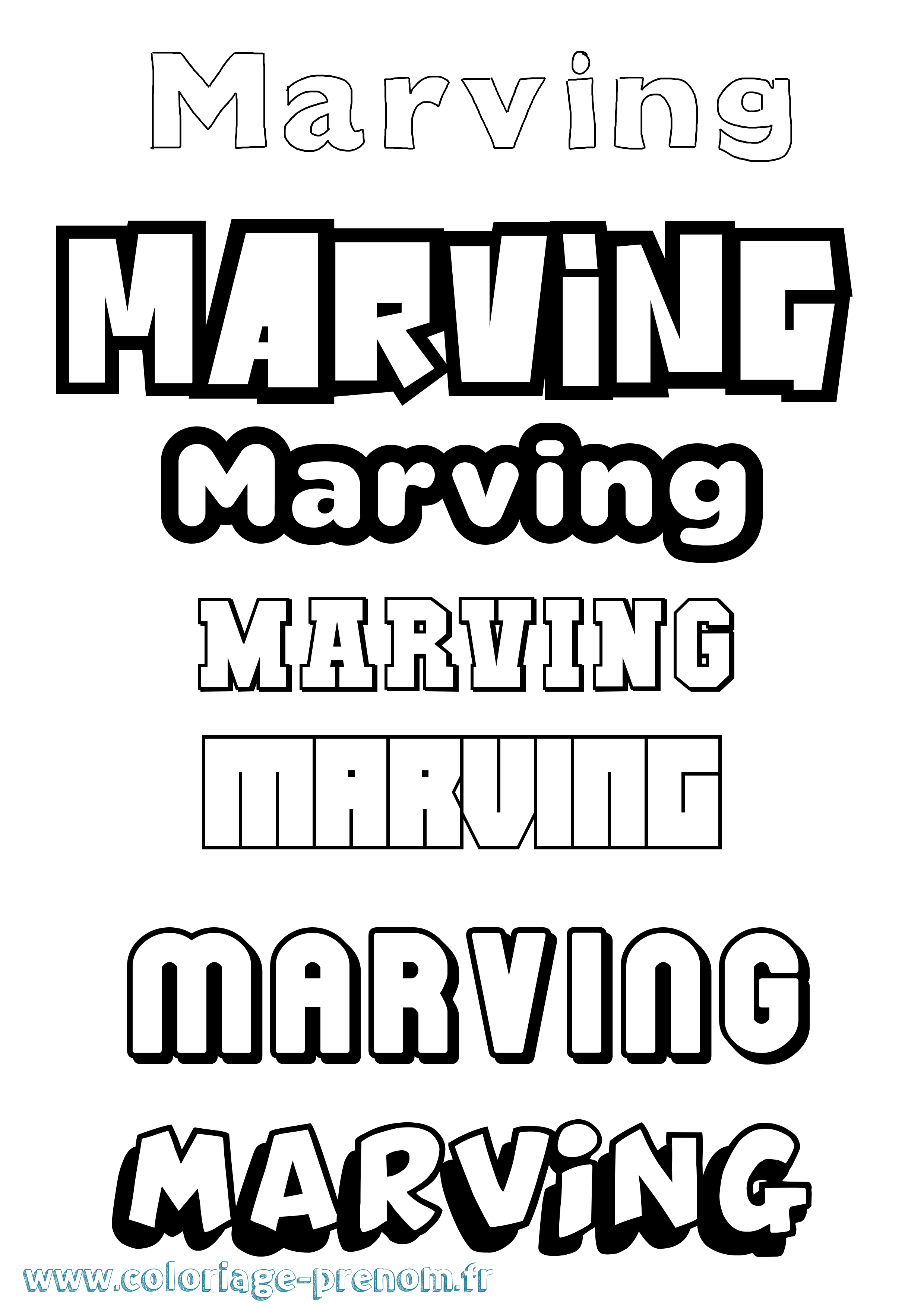 Coloriage prénom Marving Simple