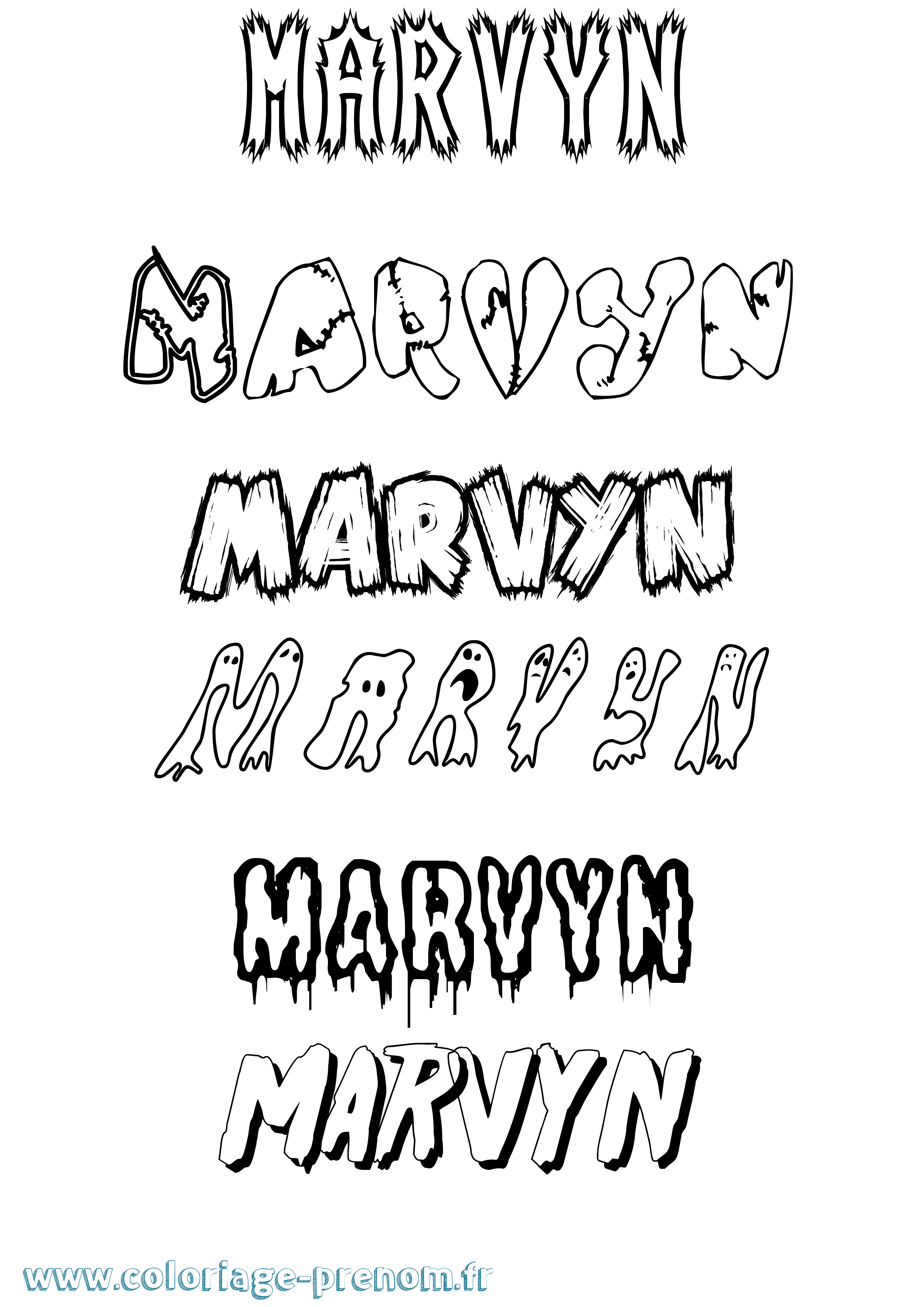 Coloriage prénom Marvyn Frisson