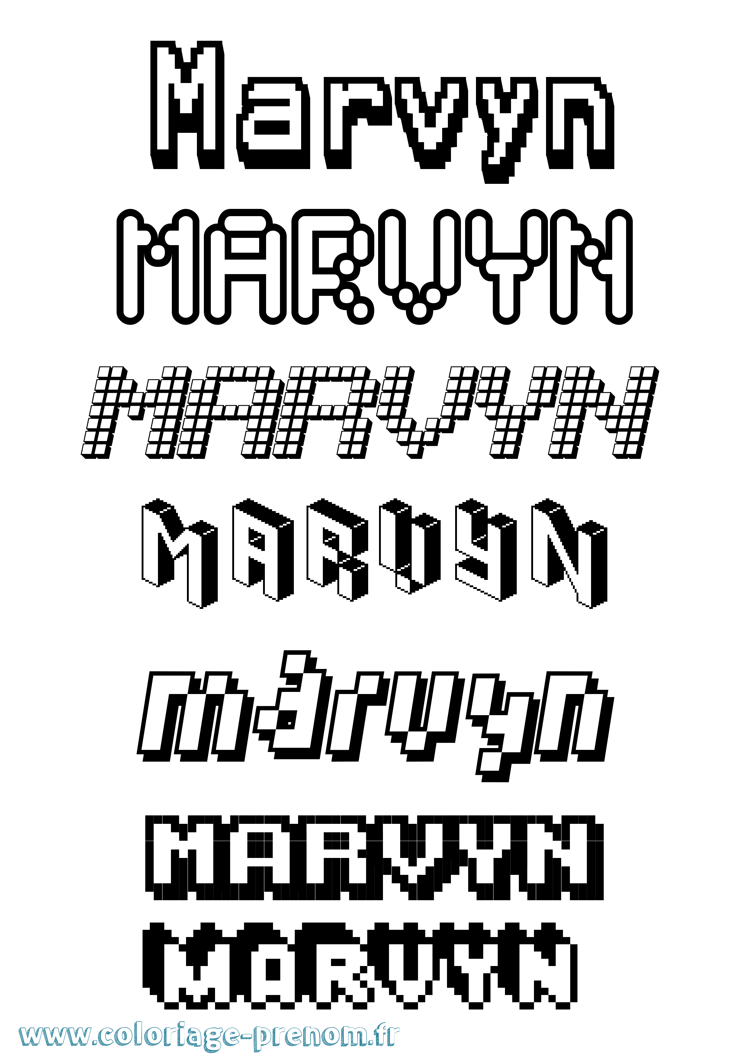 Coloriage prénom Marvyn Pixel
