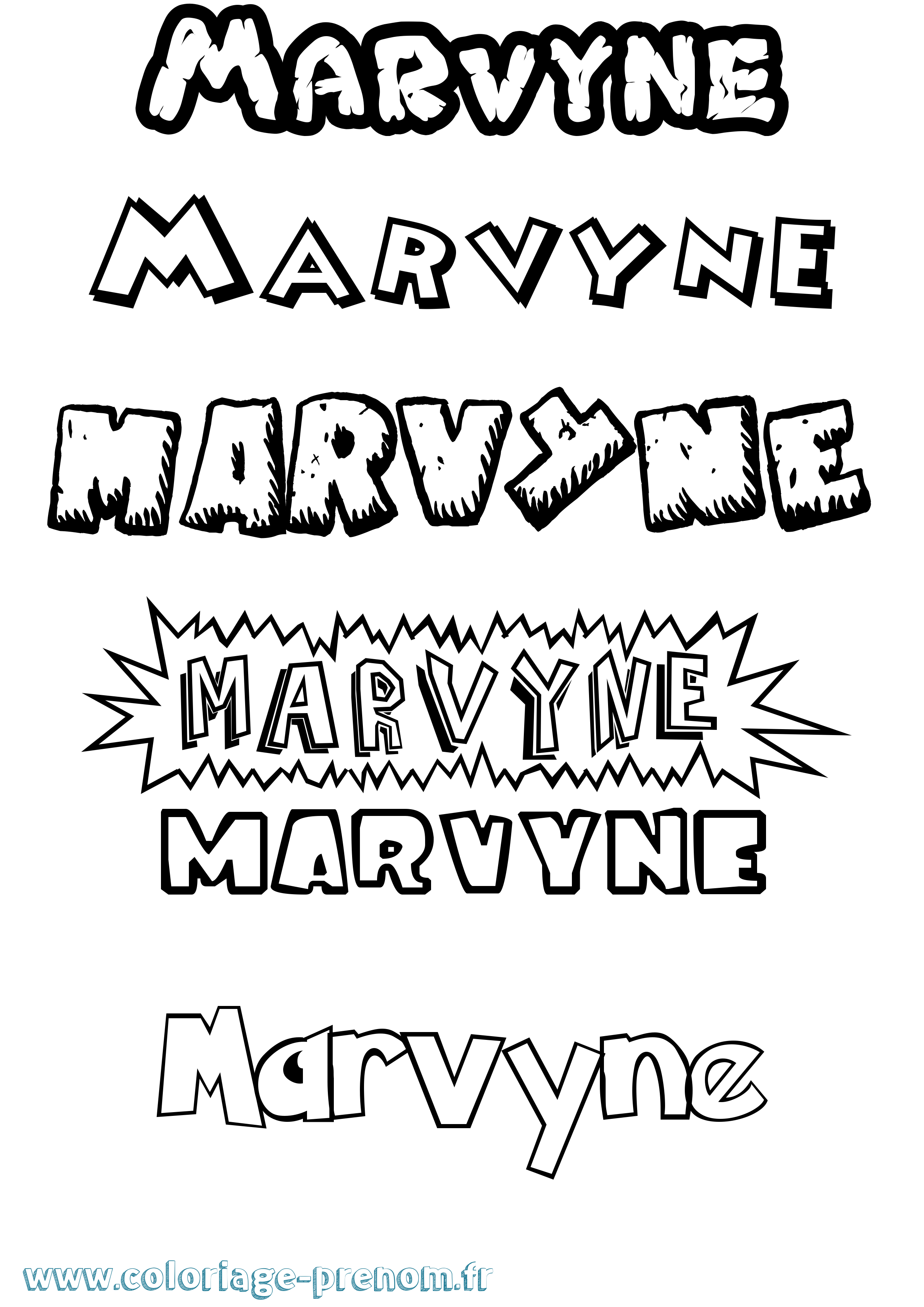 Coloriage prénom Marvyne Dessin Animé