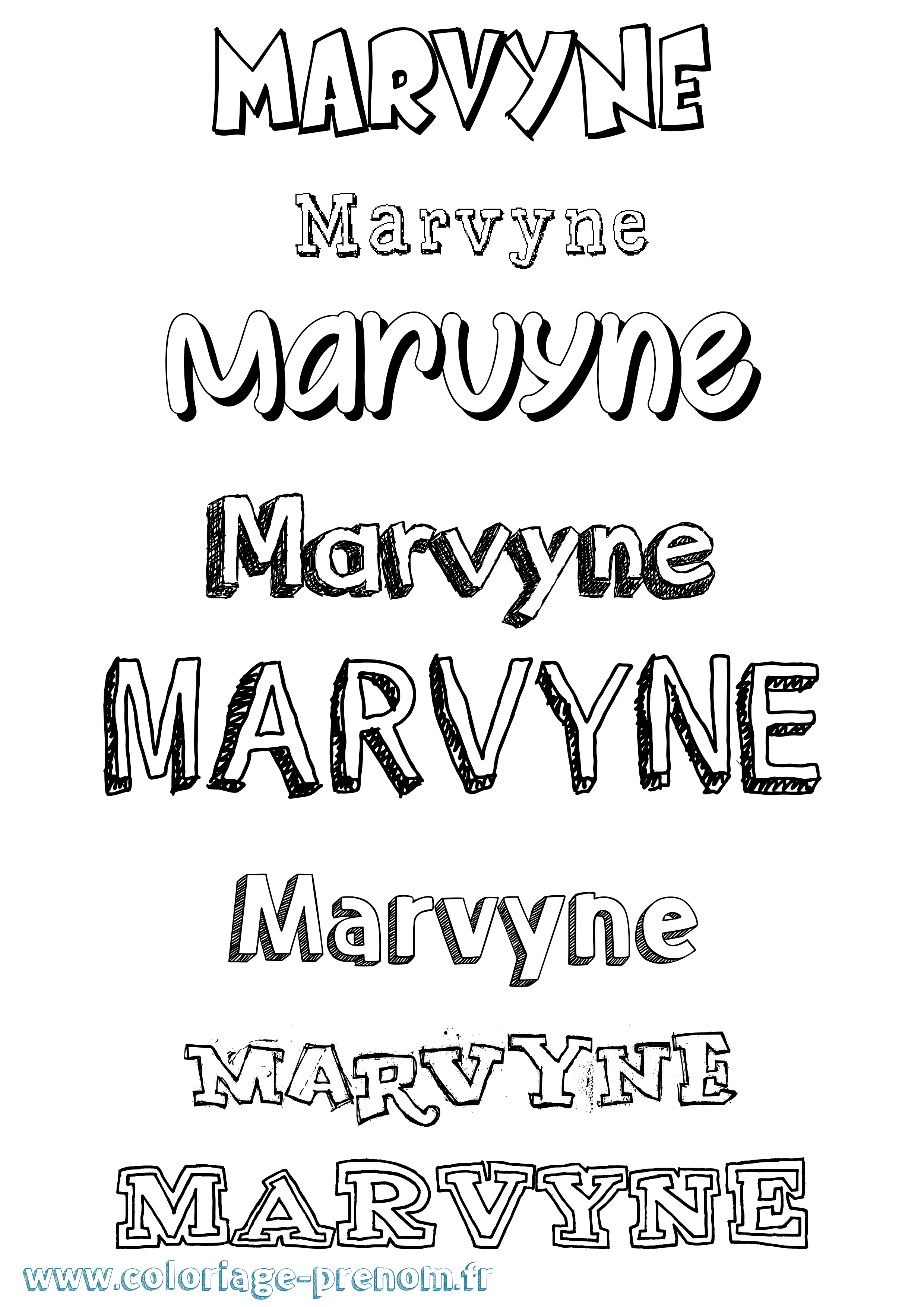 Coloriage prénom Marvyne Dessiné