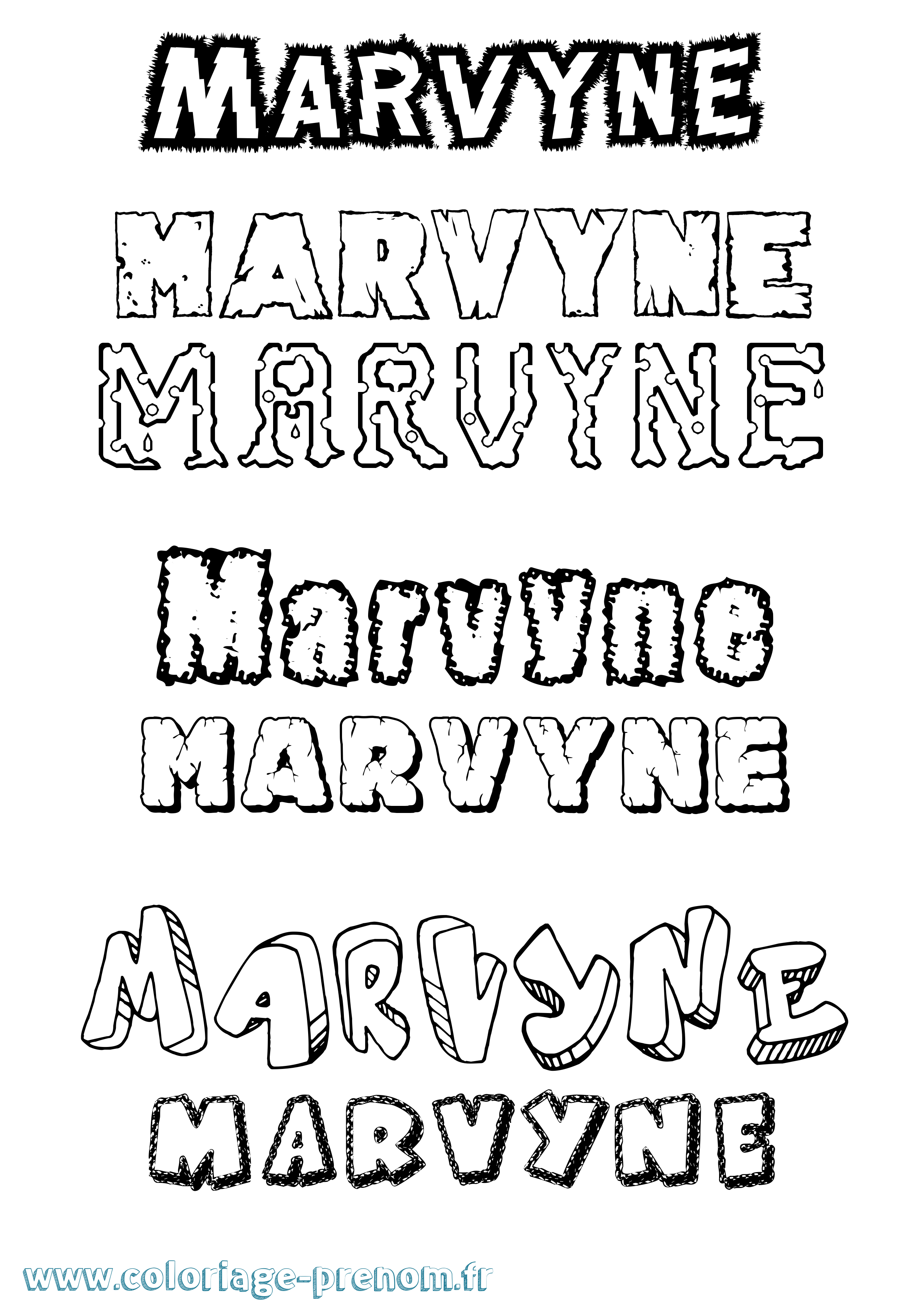 Coloriage prénom Marvyne Destructuré