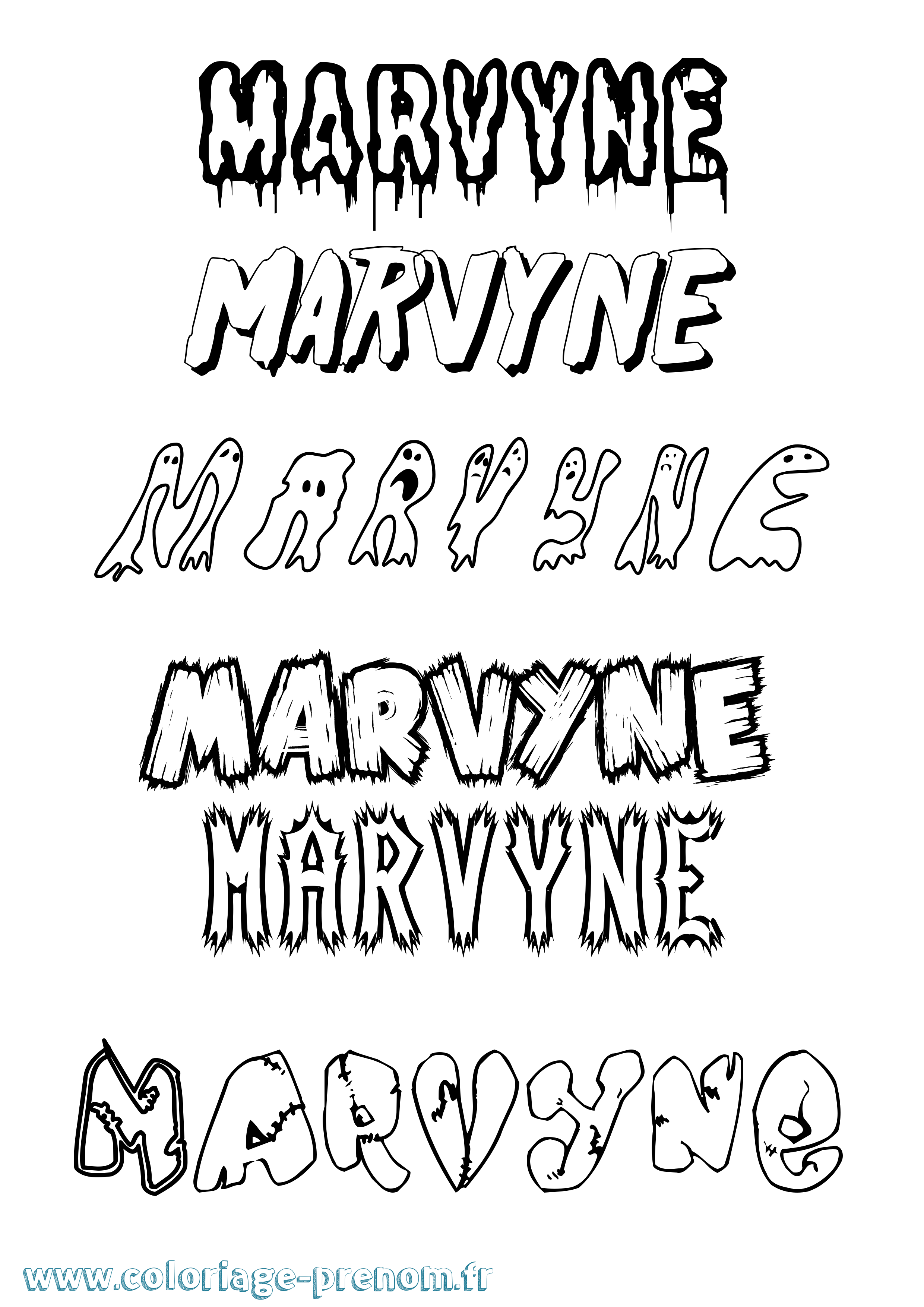 Coloriage prénom Marvyne Frisson