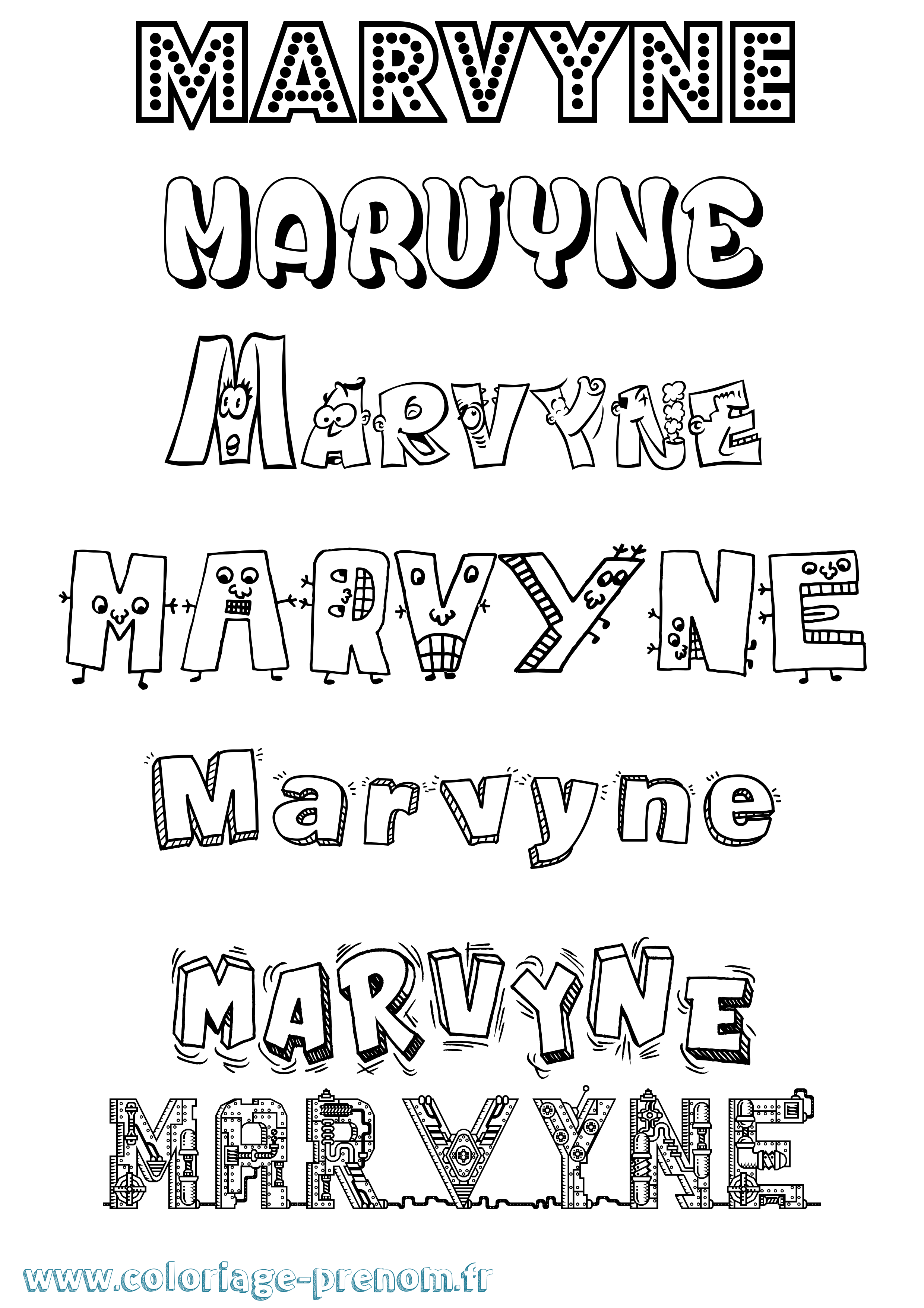 Coloriage prénom Marvyne Fun