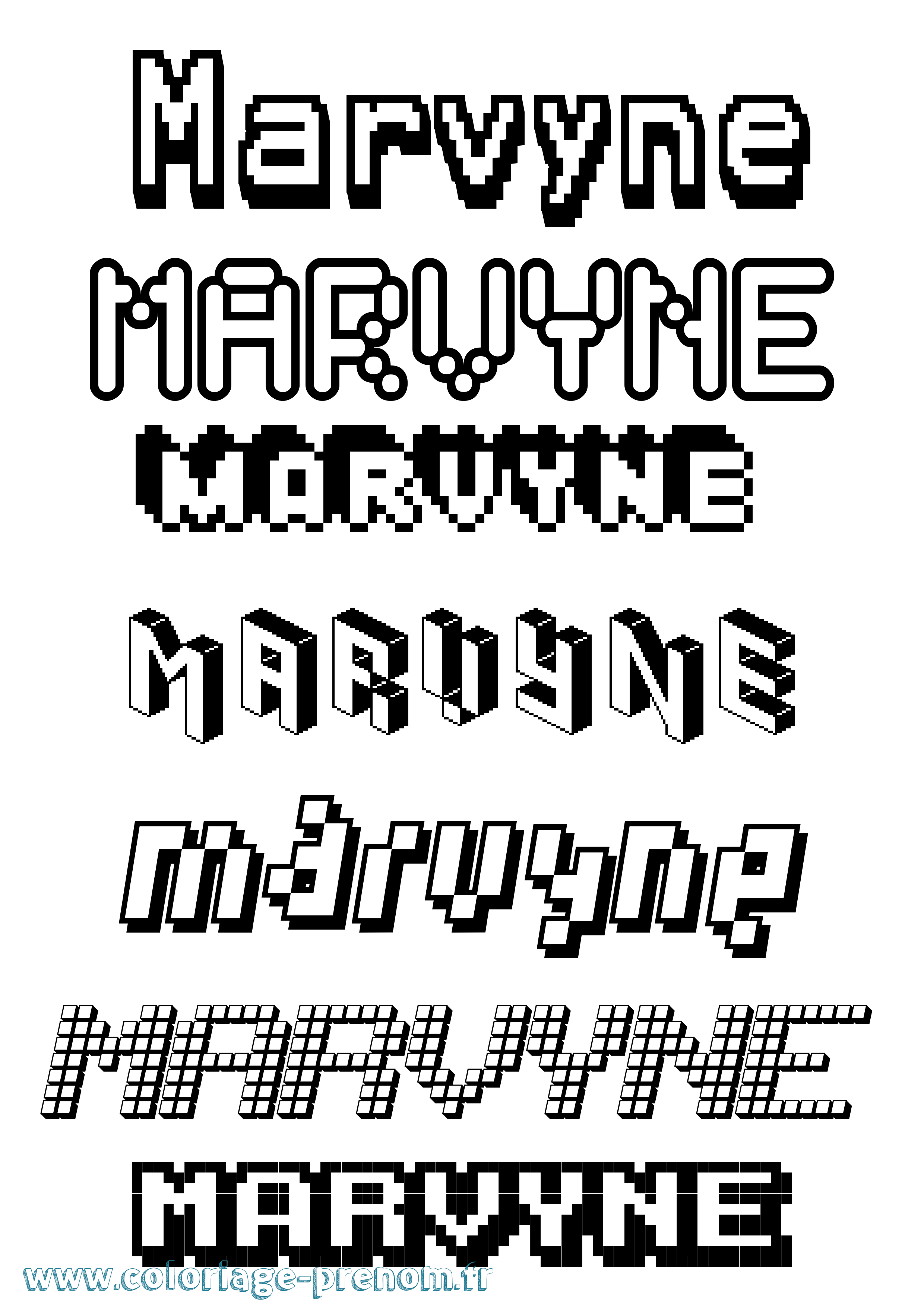 Coloriage prénom Marvyne Pixel