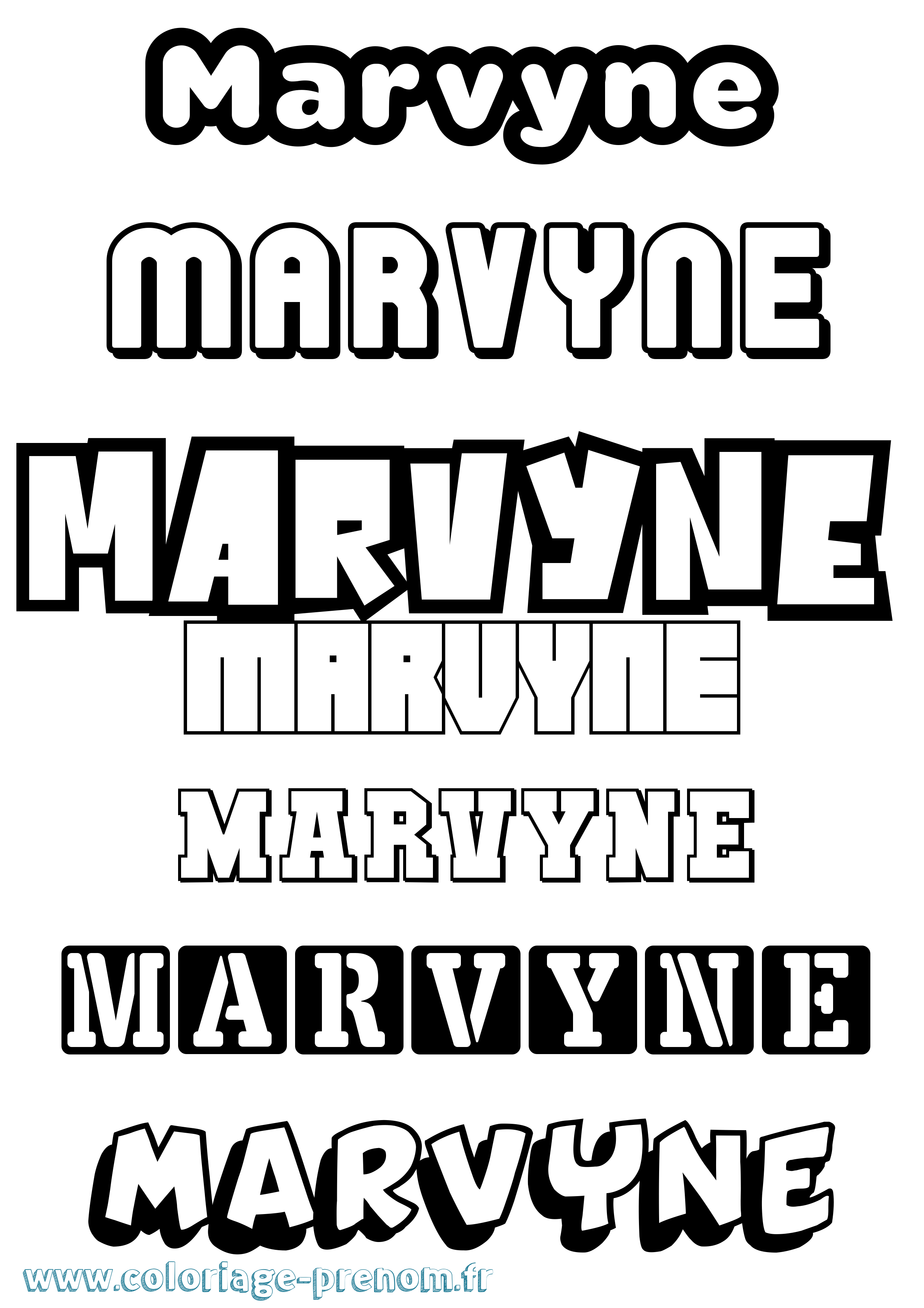 Coloriage prénom Marvyne Simple