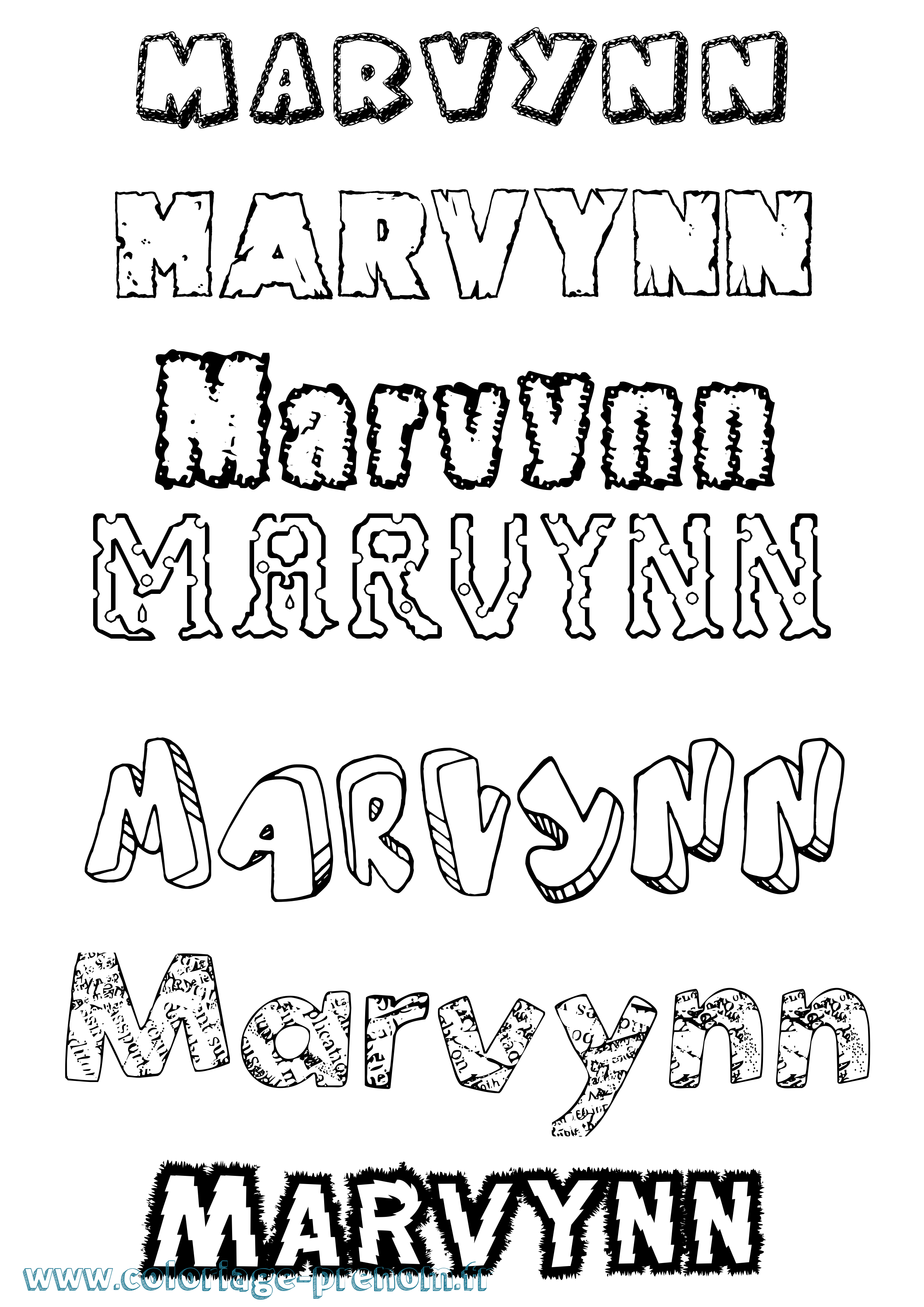 Coloriage prénom Marvynn Destructuré