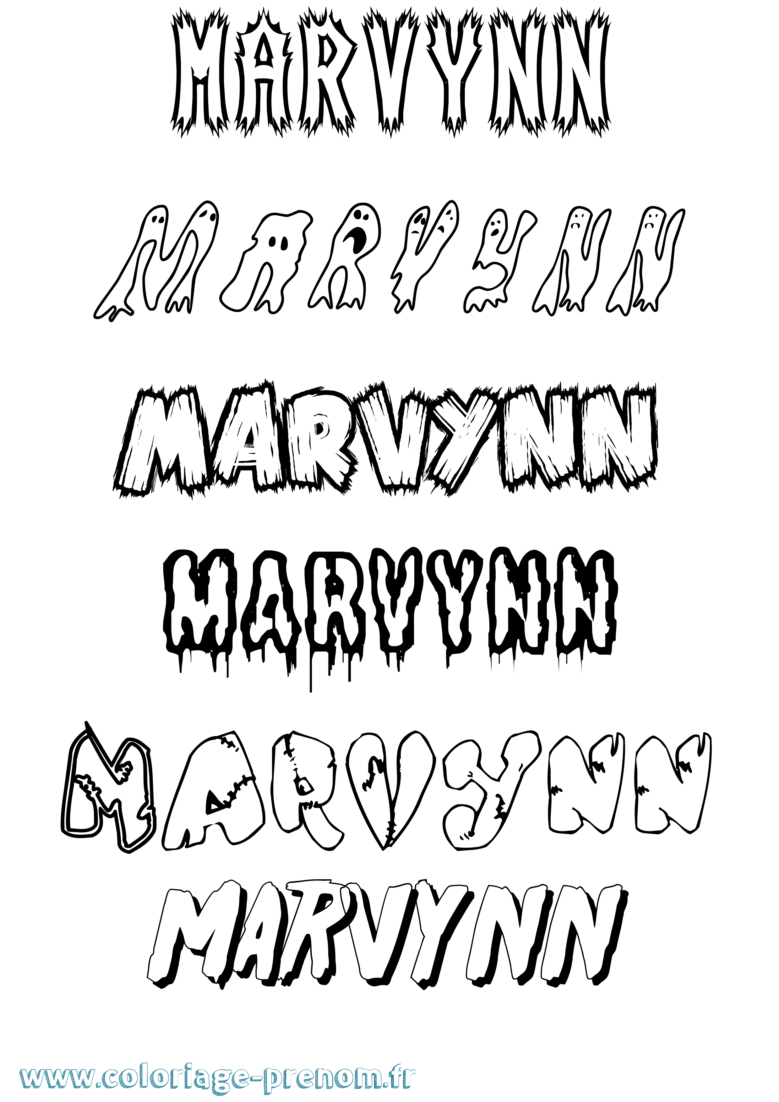 Coloriage prénom Marvynn Frisson