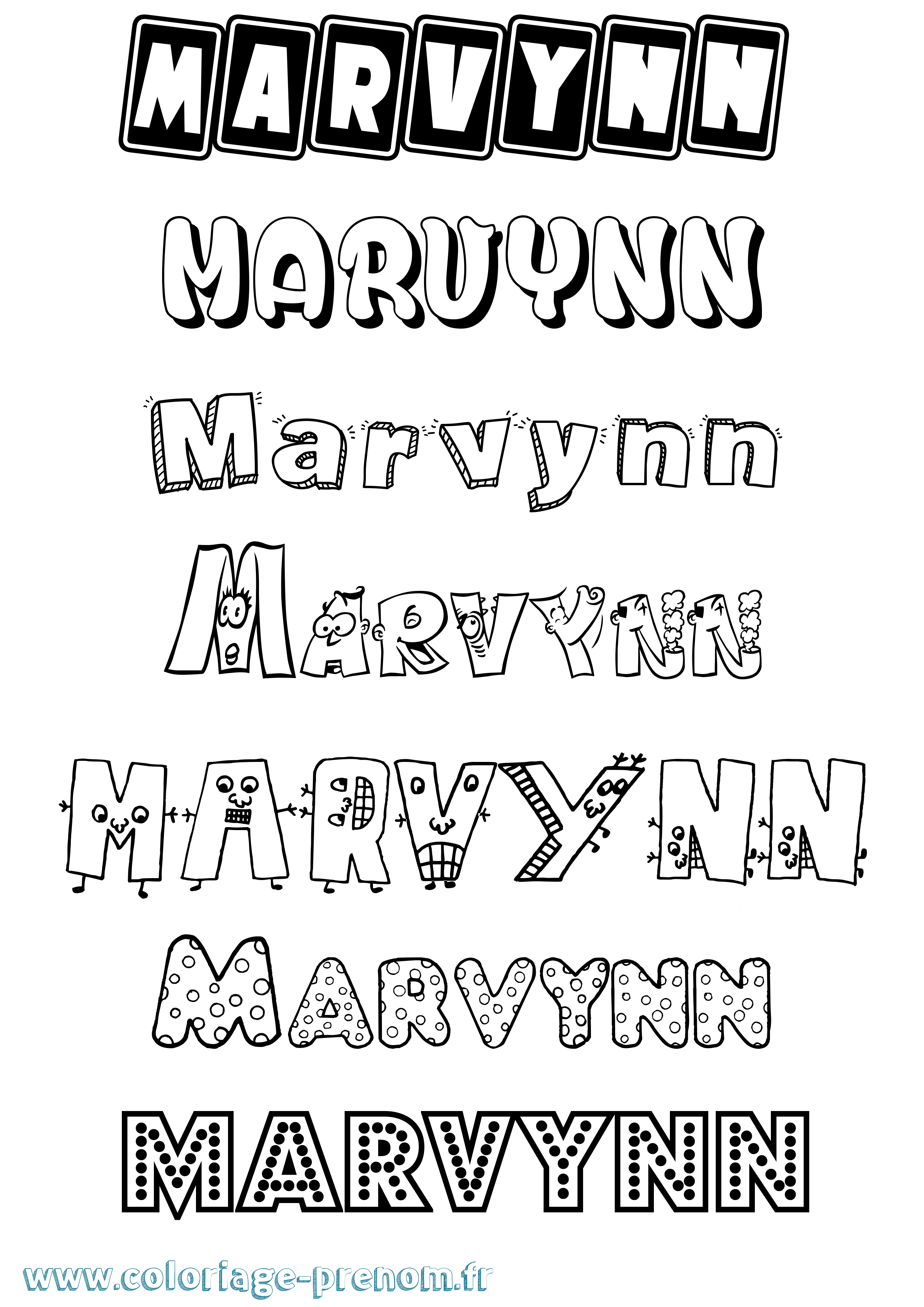 Coloriage prénom Marvynn Fun