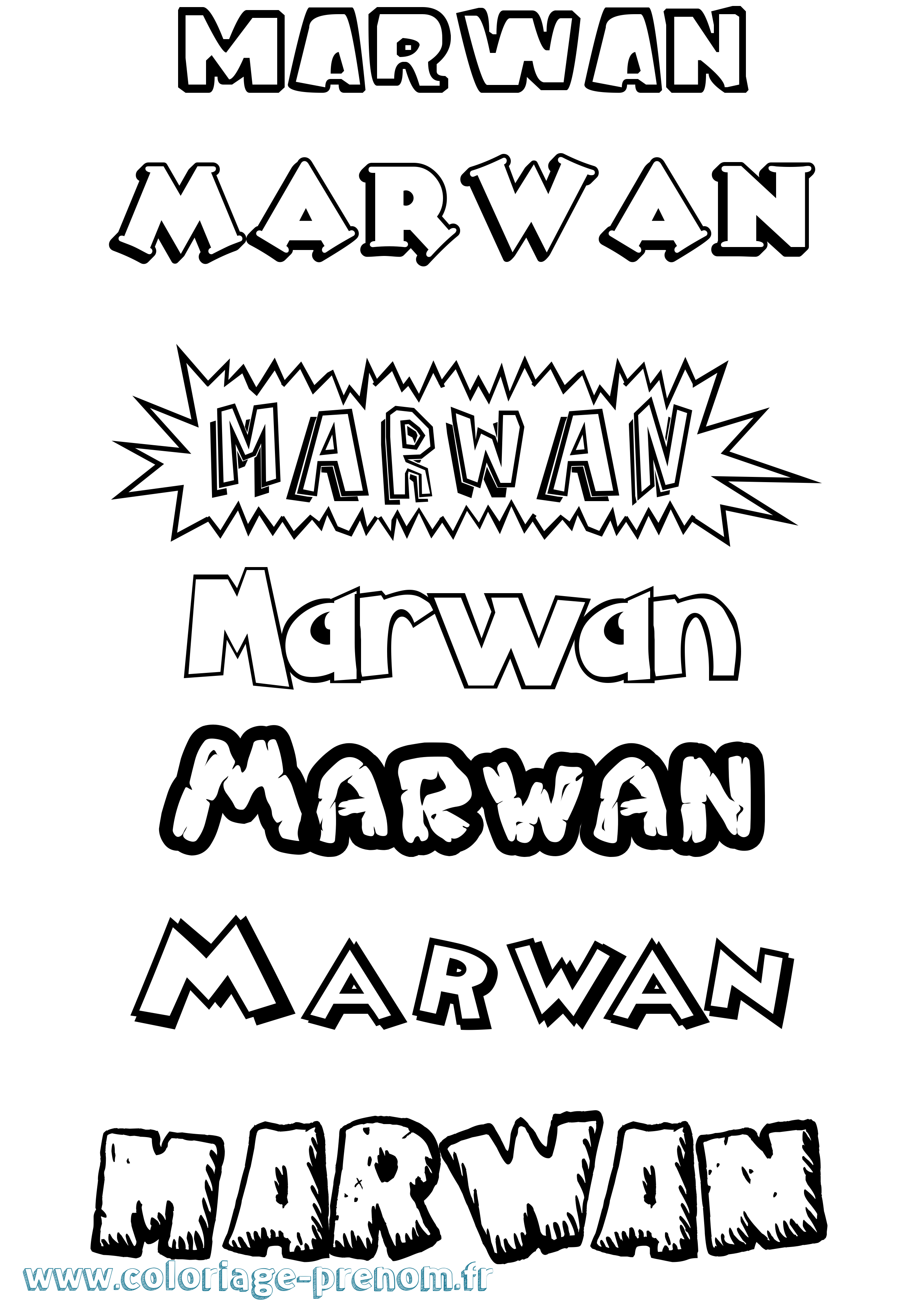 Coloriage prénom Marwan Dessin Animé
