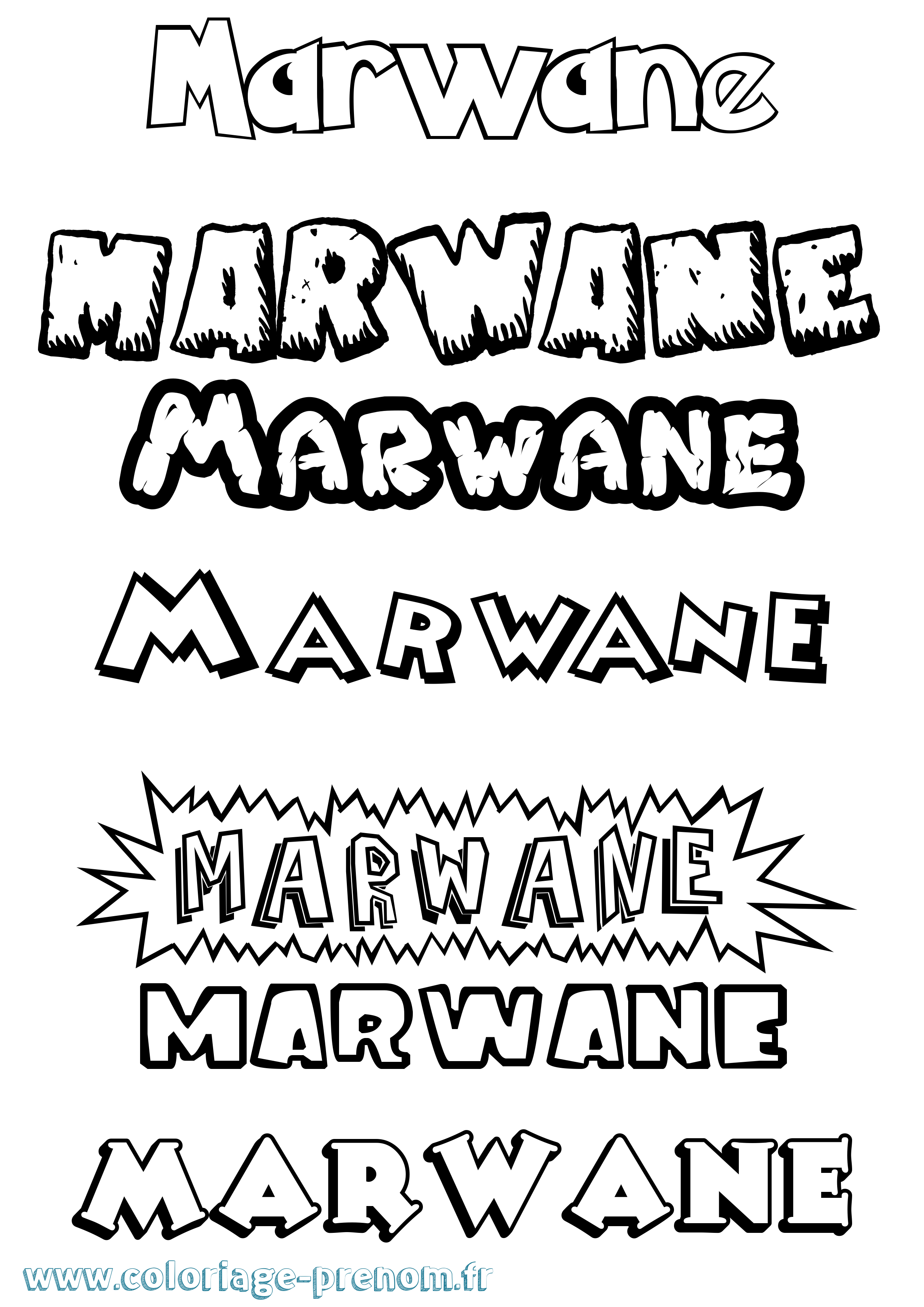 Coloriage prénom Marwane Dessin Animé