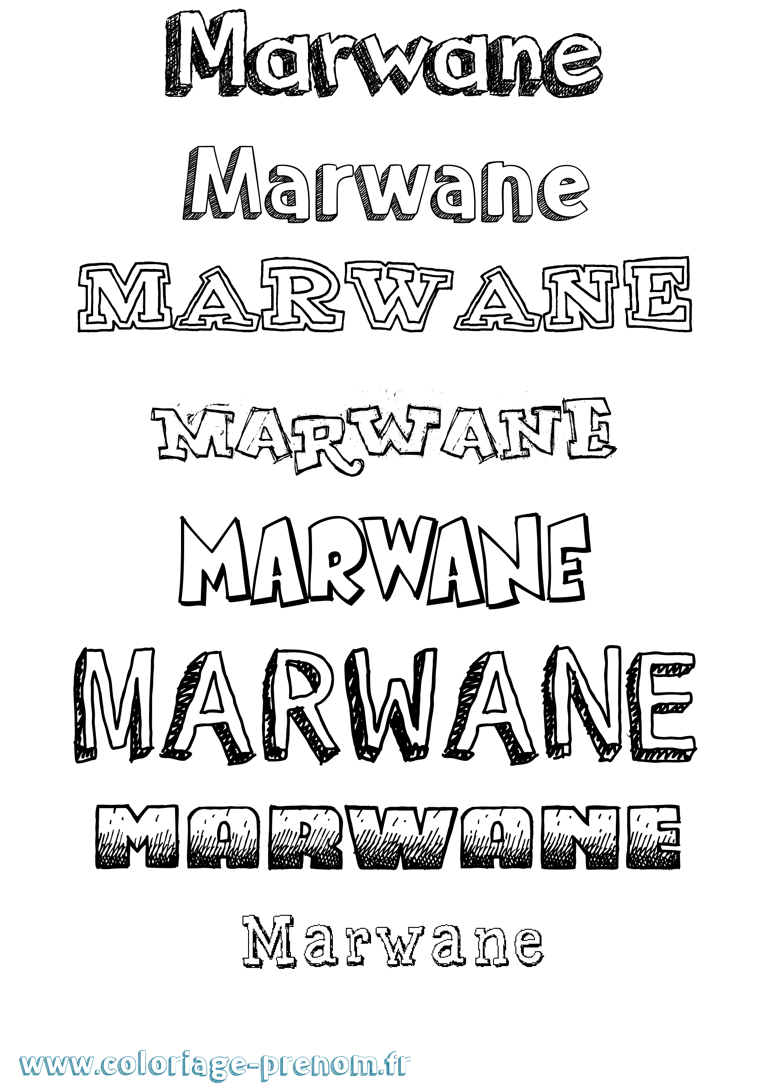 Coloriage prénom Marwane Dessiné
