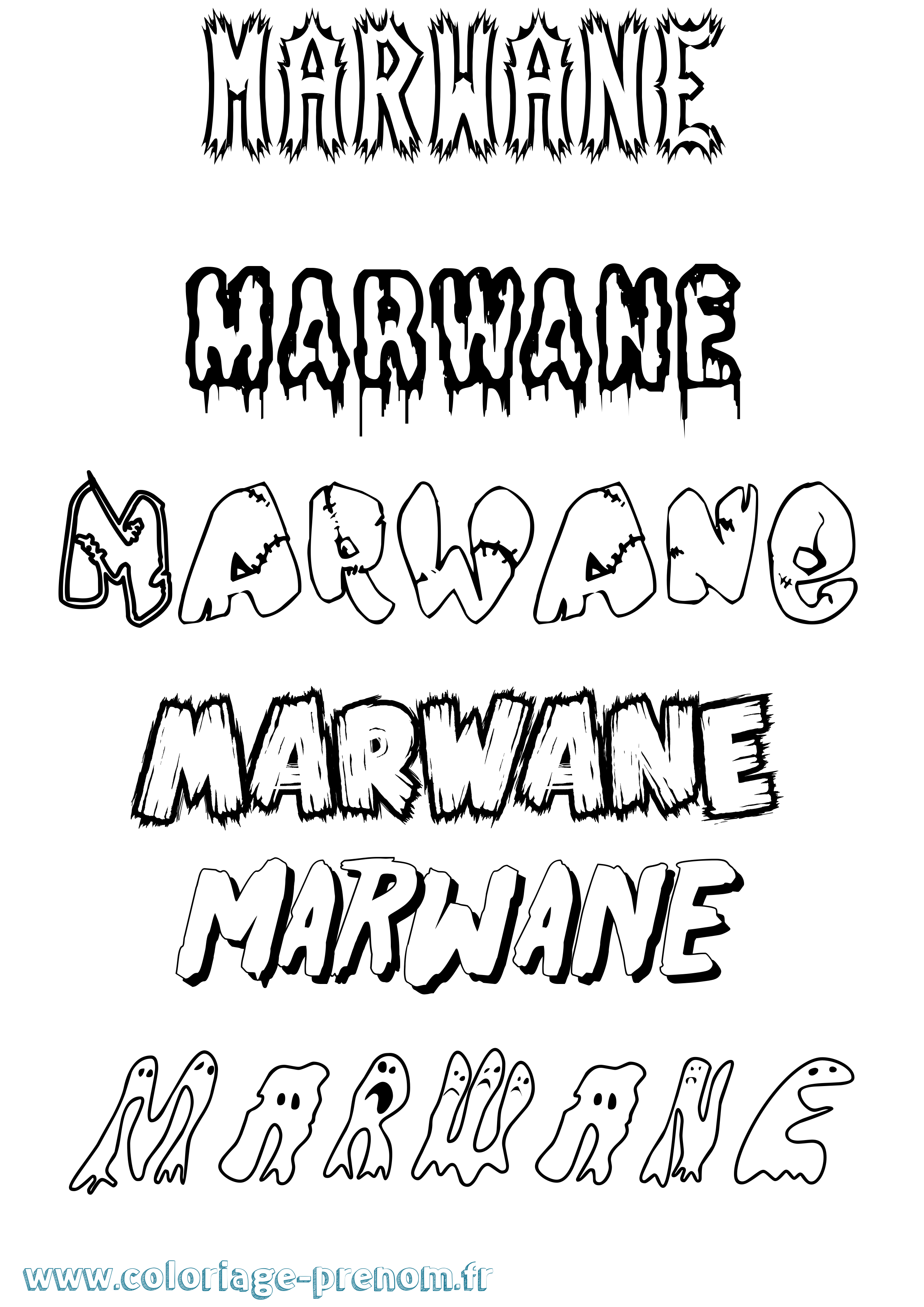 Coloriage prénom Marwane Frisson