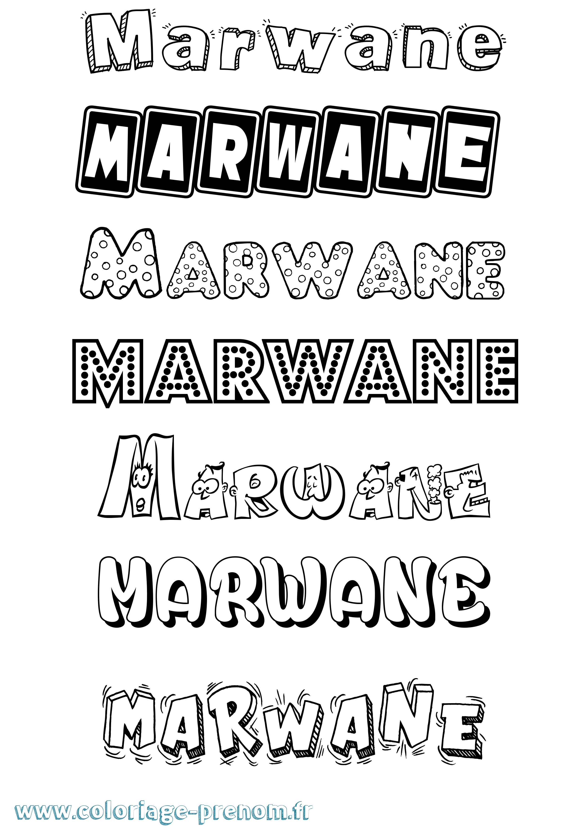 Coloriage prénom Marwane Fun