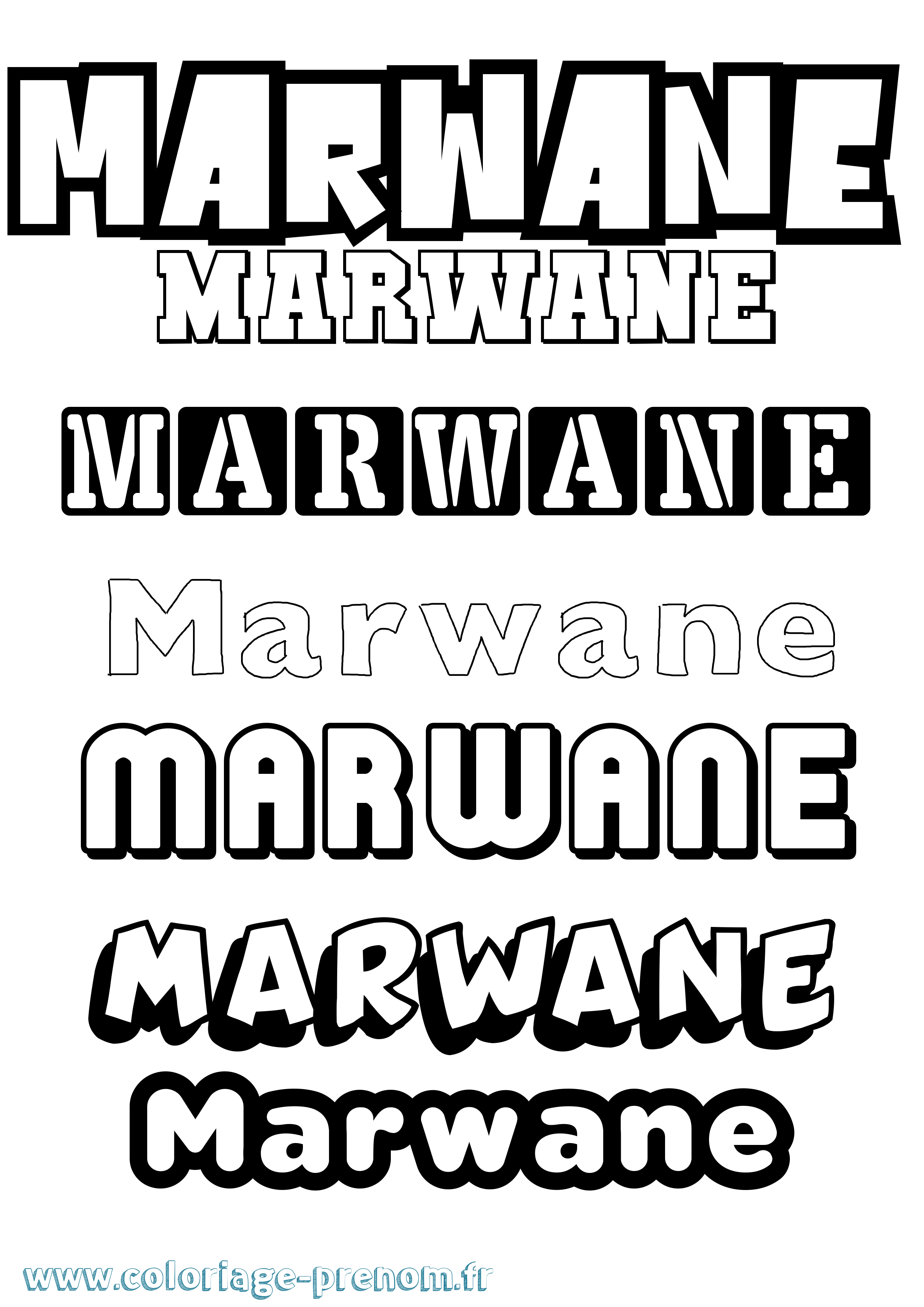 Coloriage prénom Marwane Simple