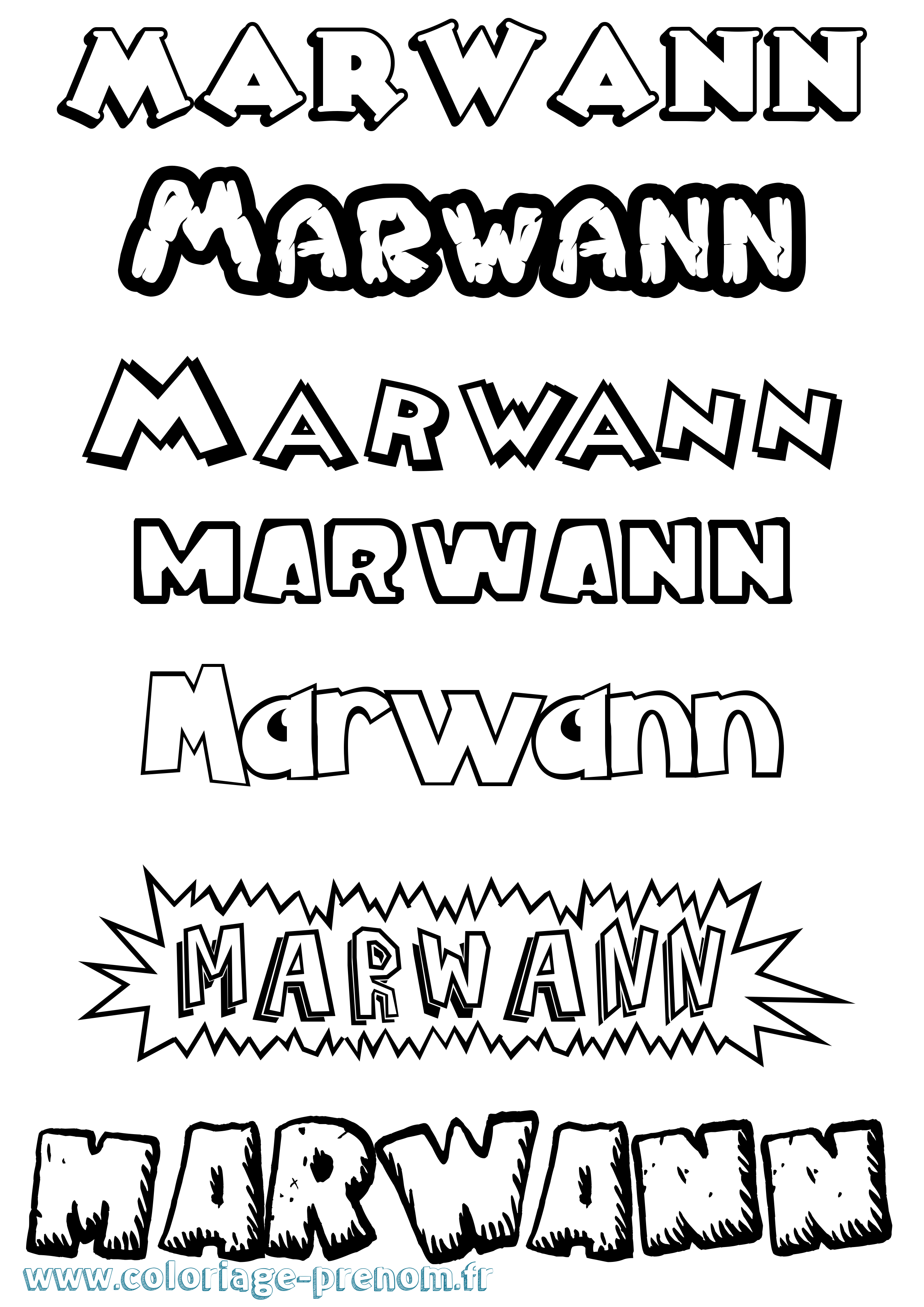 Coloriage prénom Marwann Dessin Animé