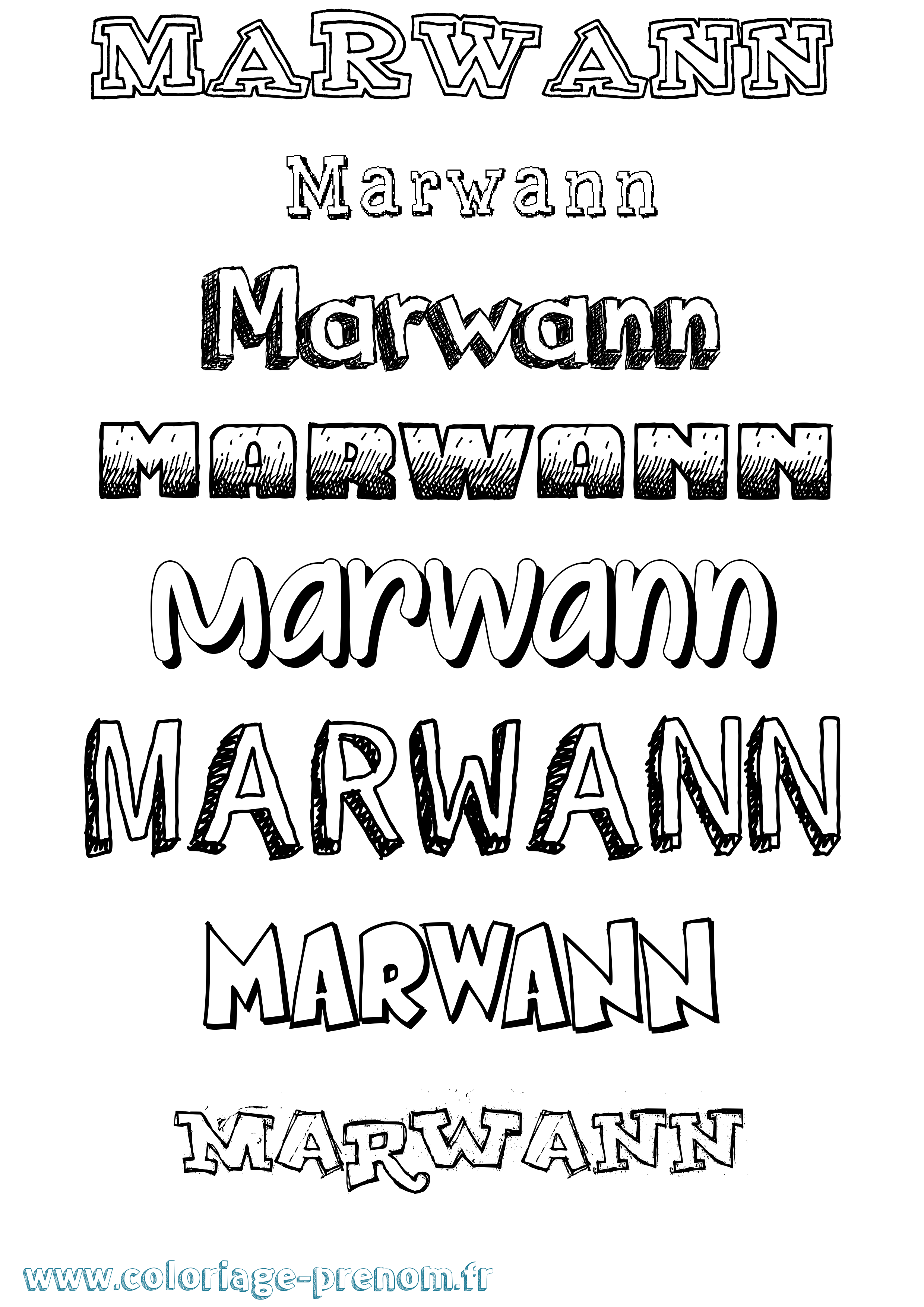 Coloriage prénom Marwann Dessiné