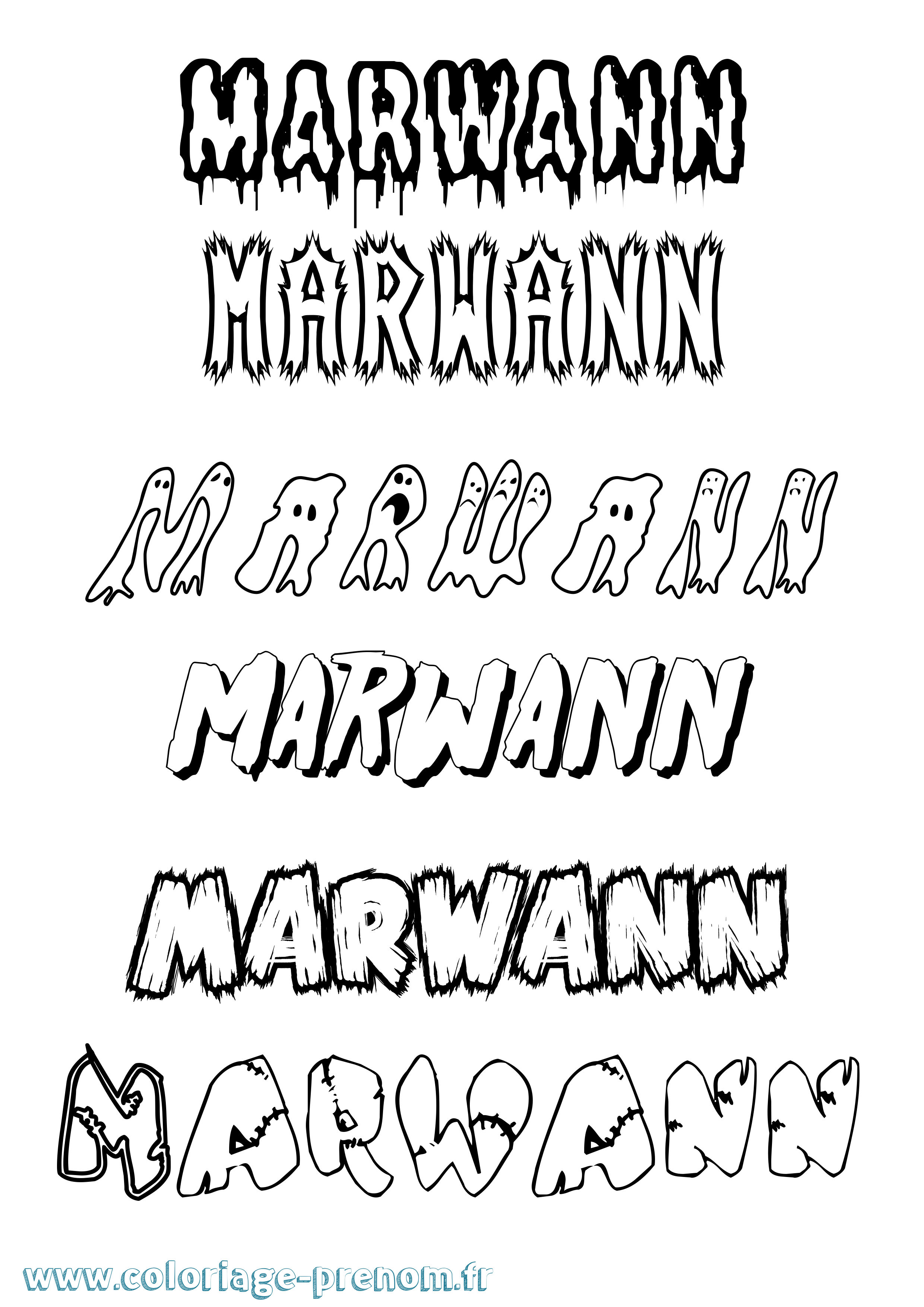 Coloriage prénom Marwann Frisson