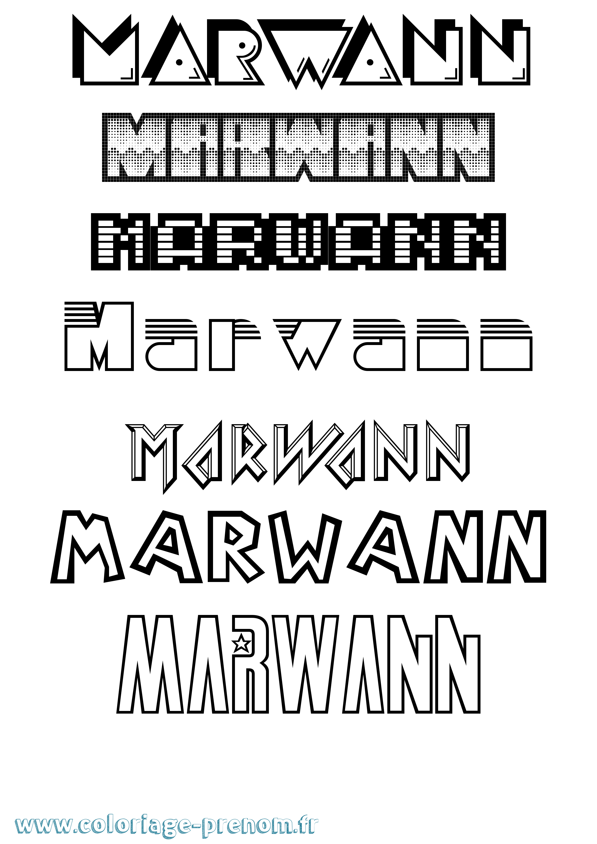 Coloriage prénom Marwann Jeux Vidéos
