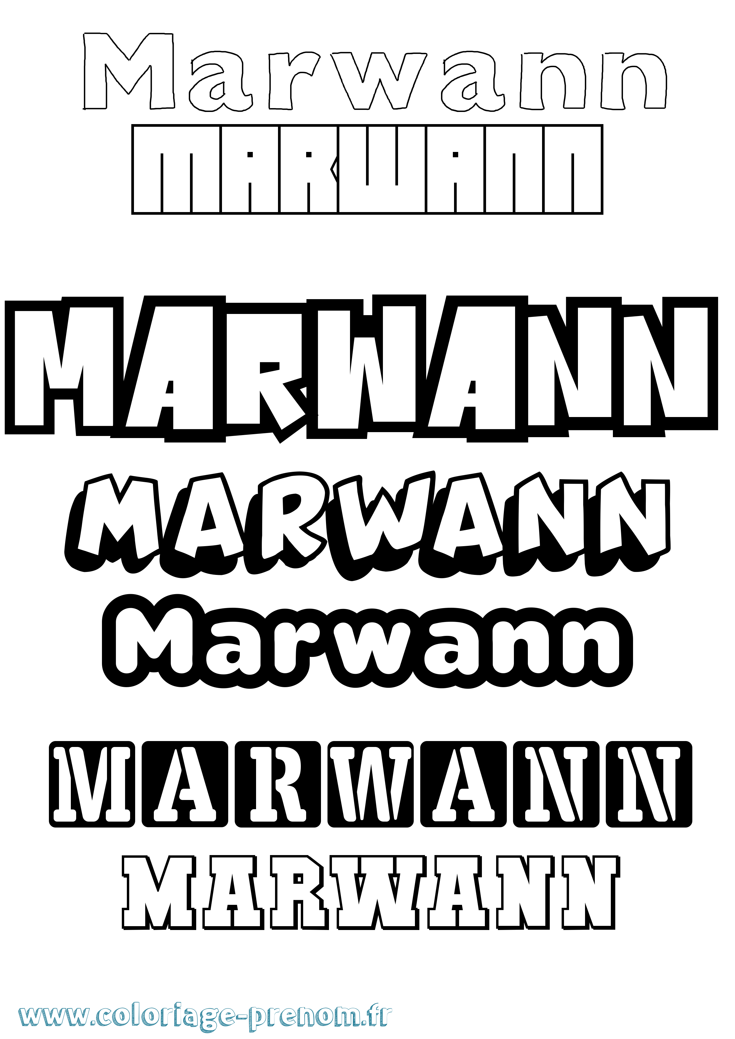 Coloriage prénom Marwann Simple