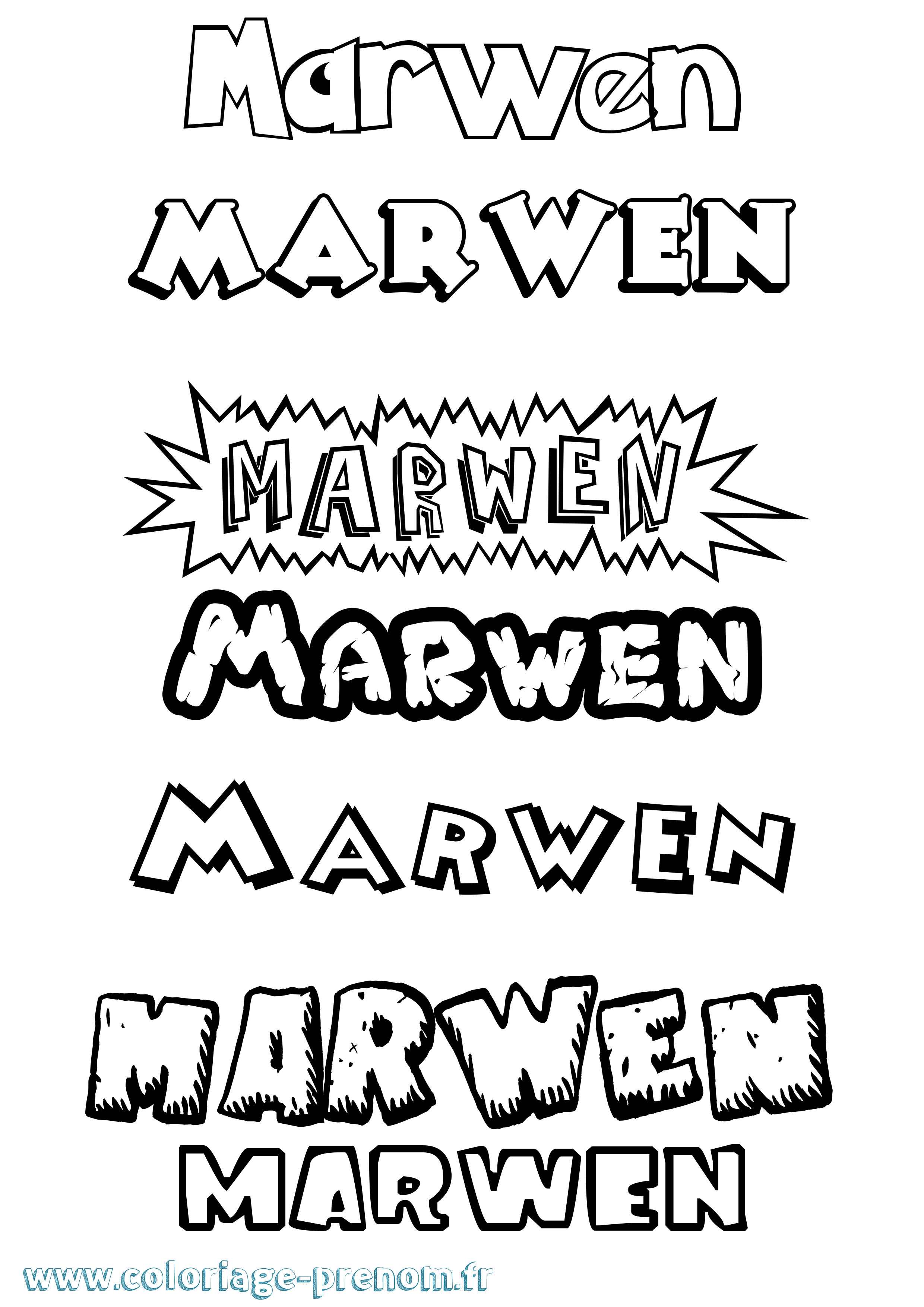 Coloriage prénom Marwen Dessin Animé