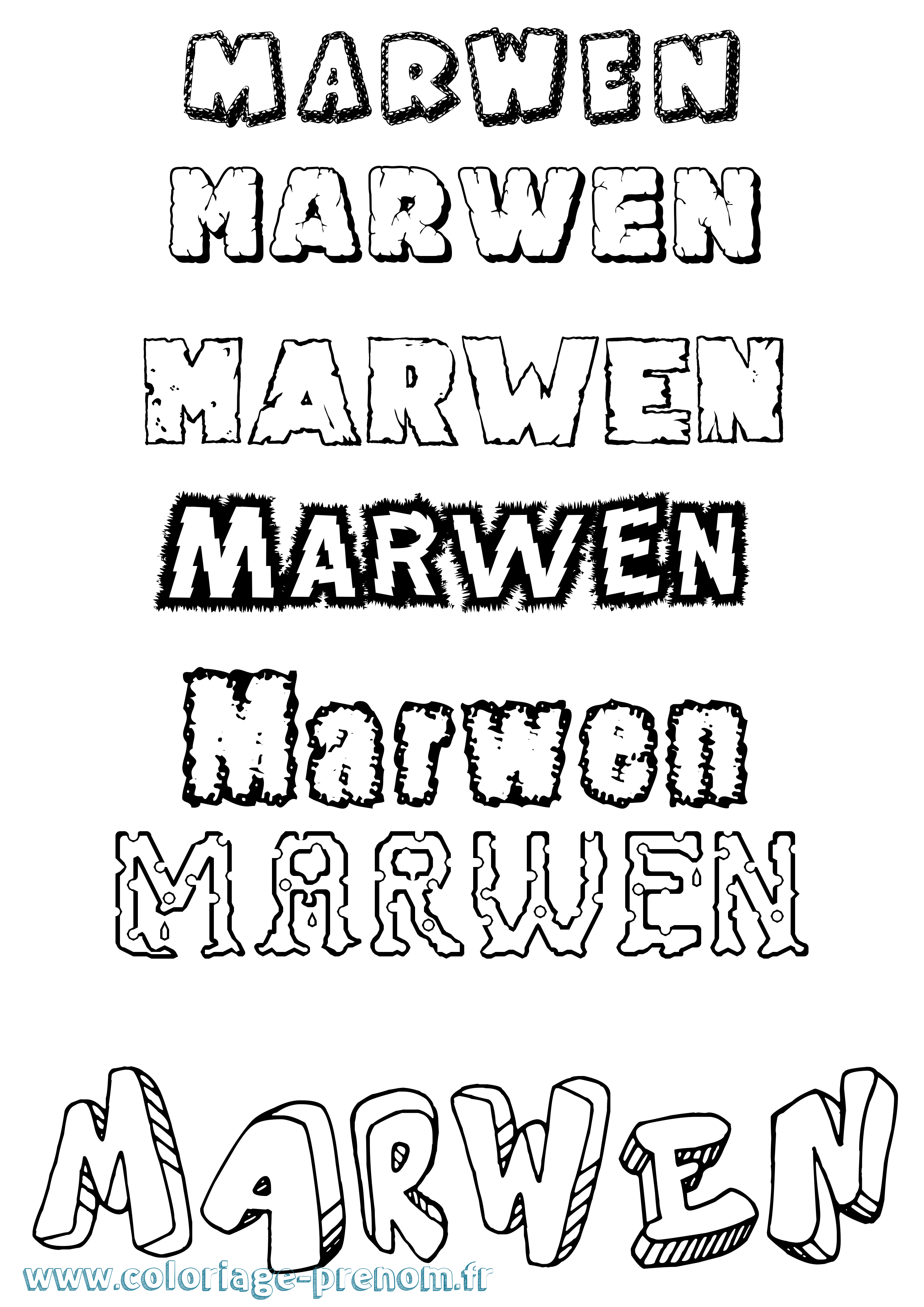 Coloriage prénom Marwen Destructuré