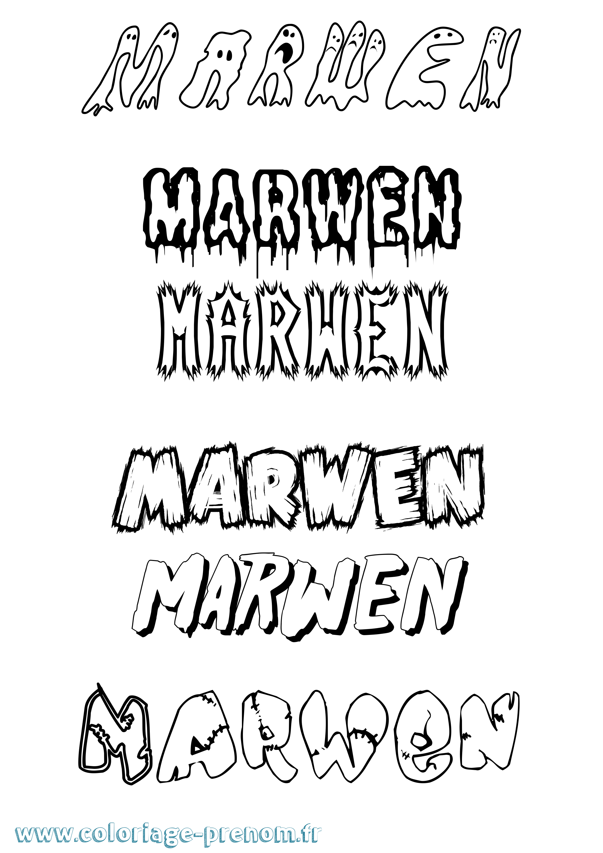 Coloriage prénom Marwen Frisson