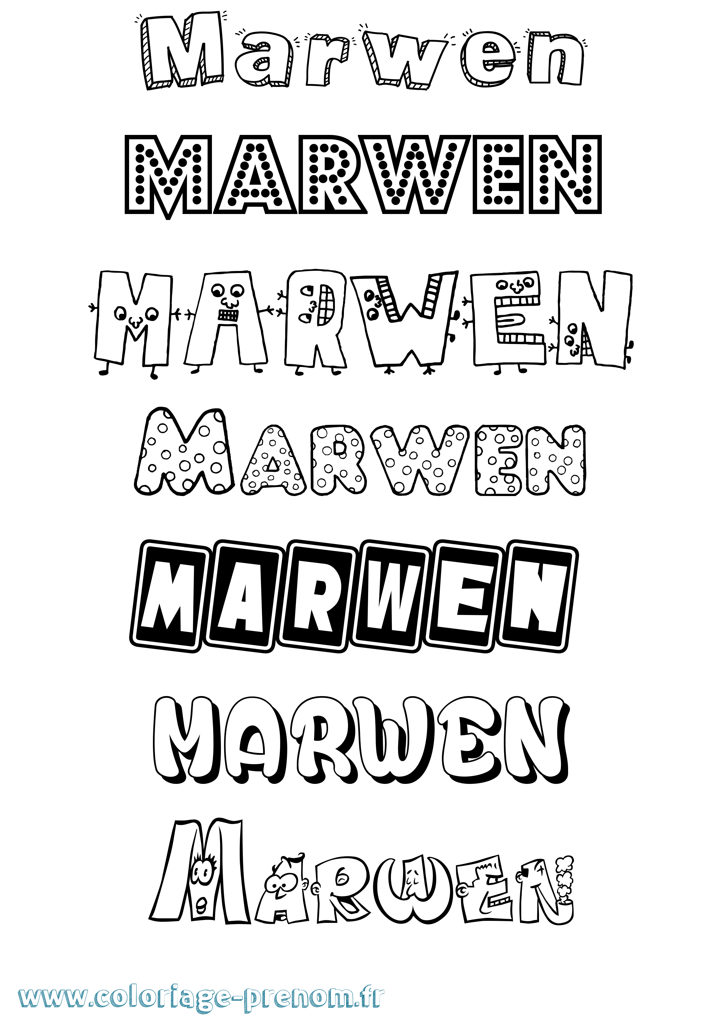 Coloriage prénom Marwen Fun