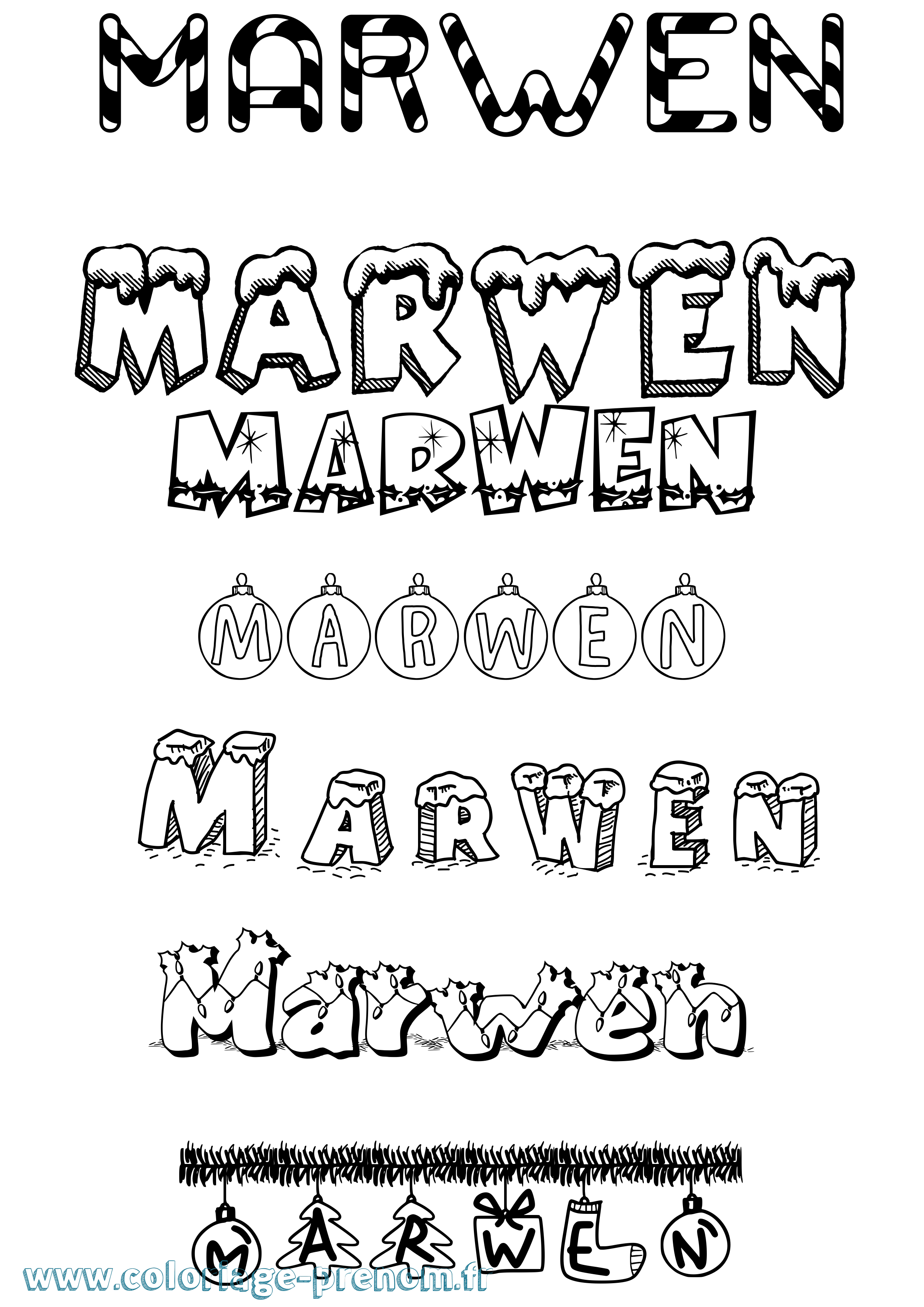 Coloriage prénom Marwen