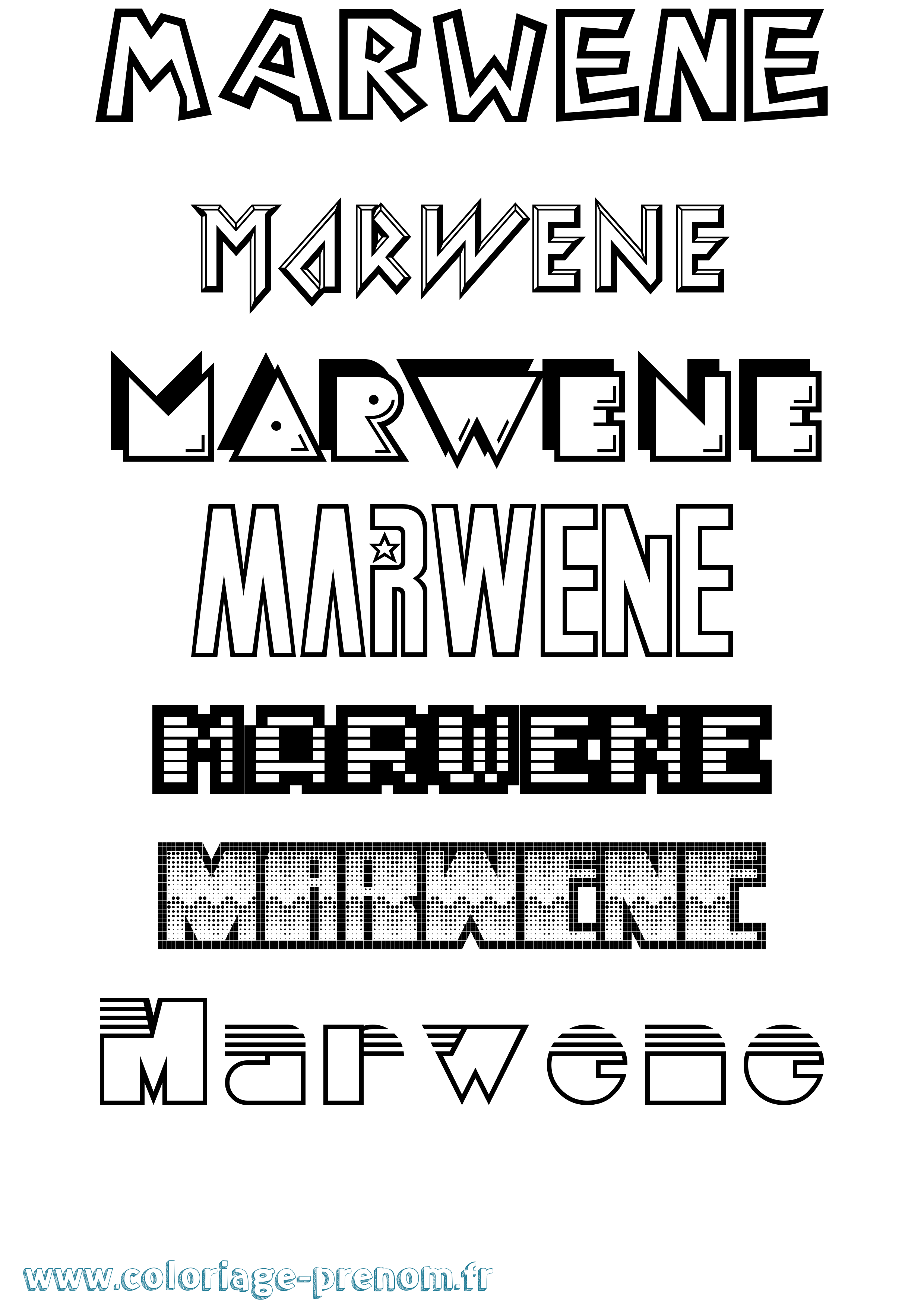 Coloriage prénom Marwene Jeux Vidéos