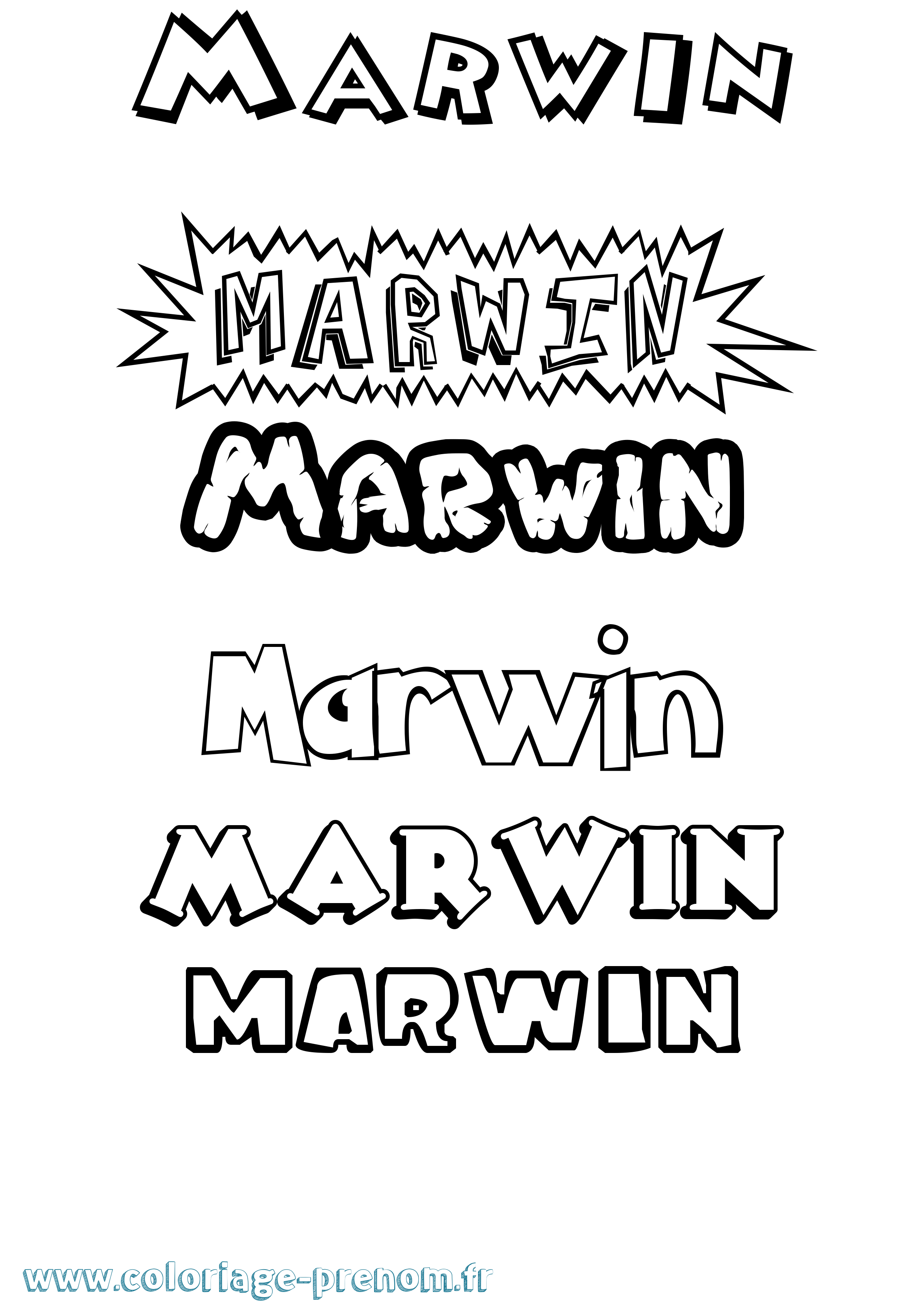 Coloriage prénom Marwin Dessin Animé