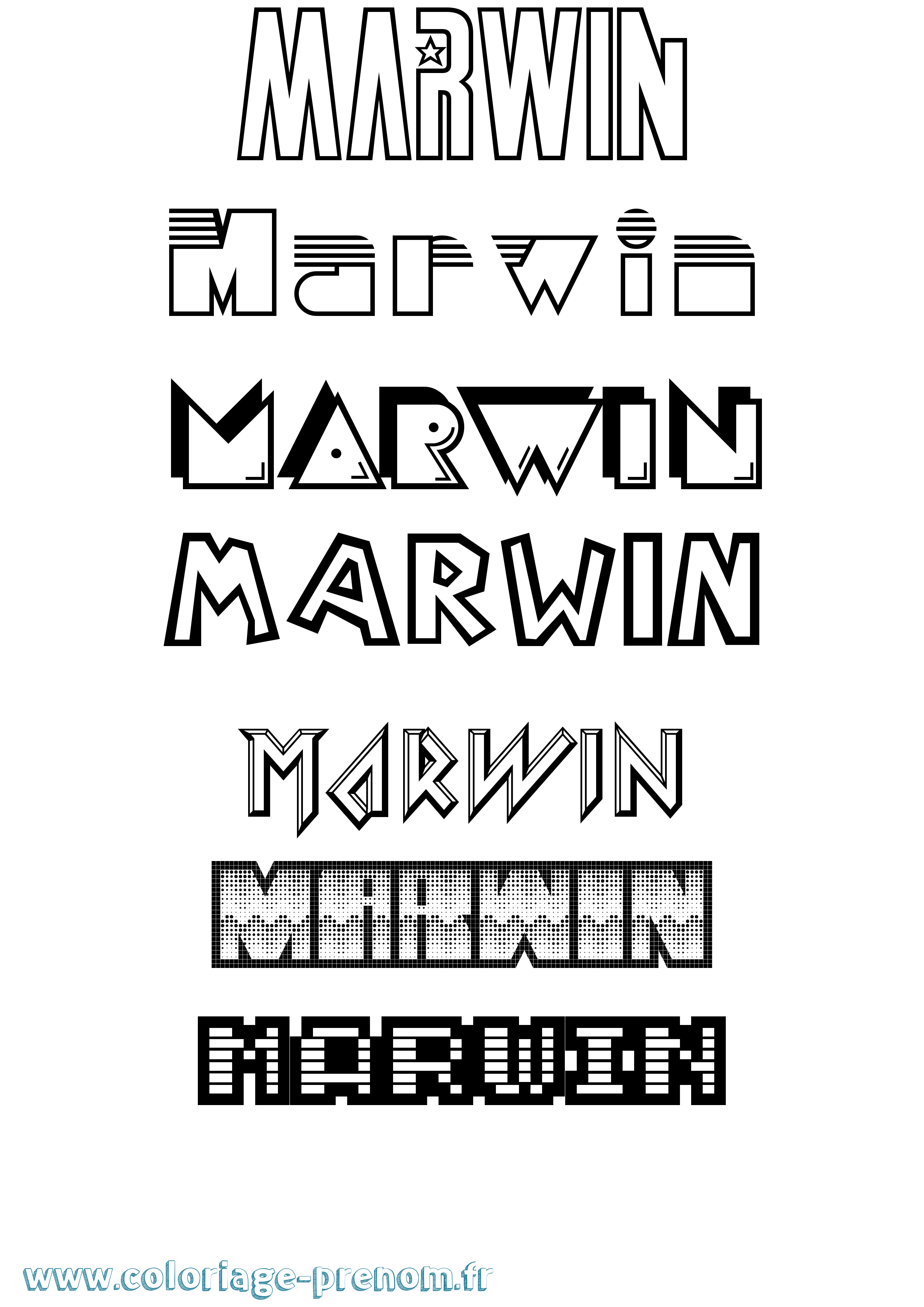 Coloriage prénom Marwin Jeux Vidéos