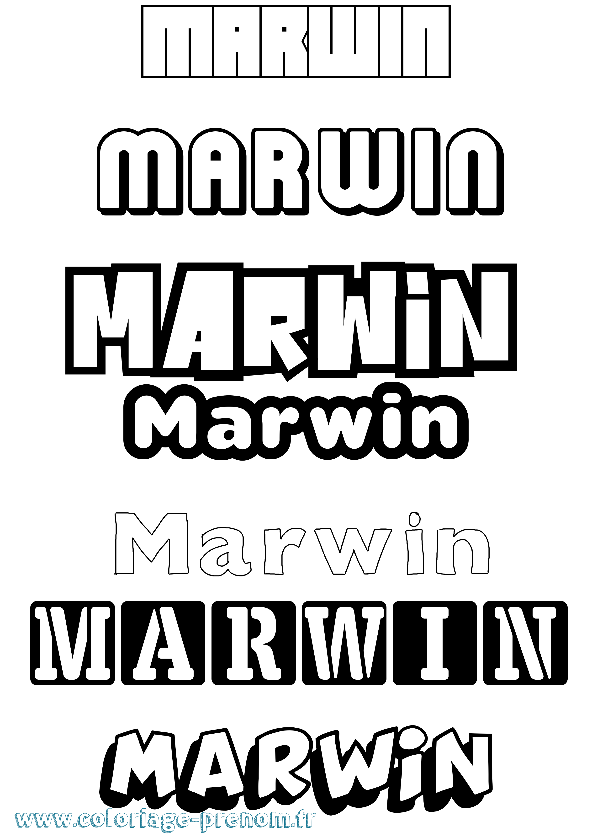 Coloriage prénom Marwin Simple