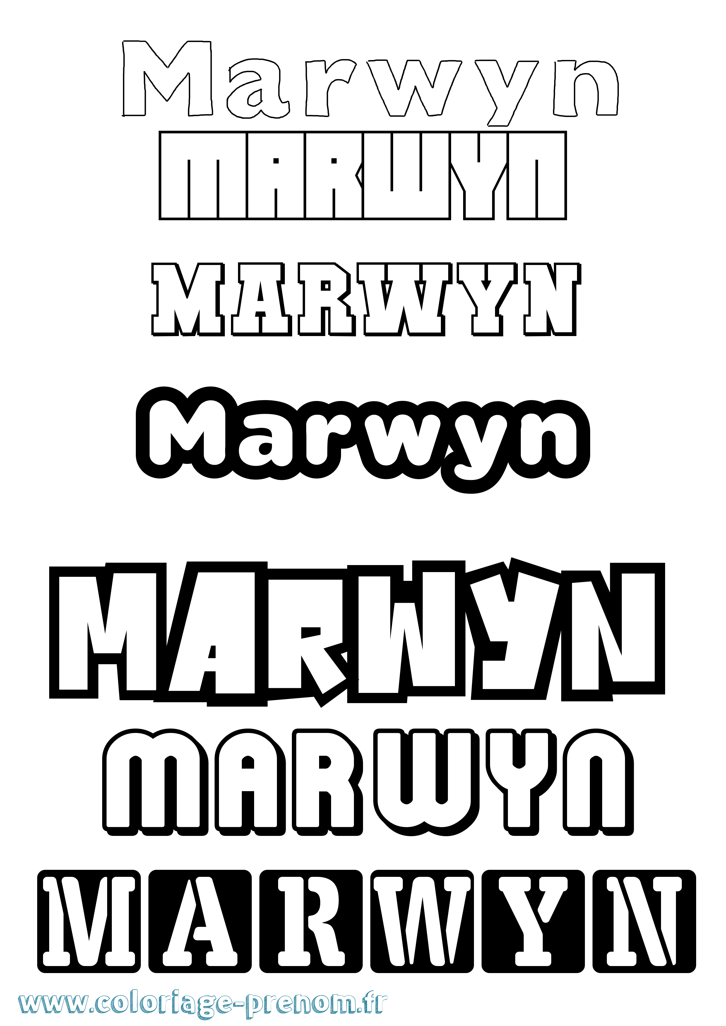 Coloriage prénom Marwyn Simple