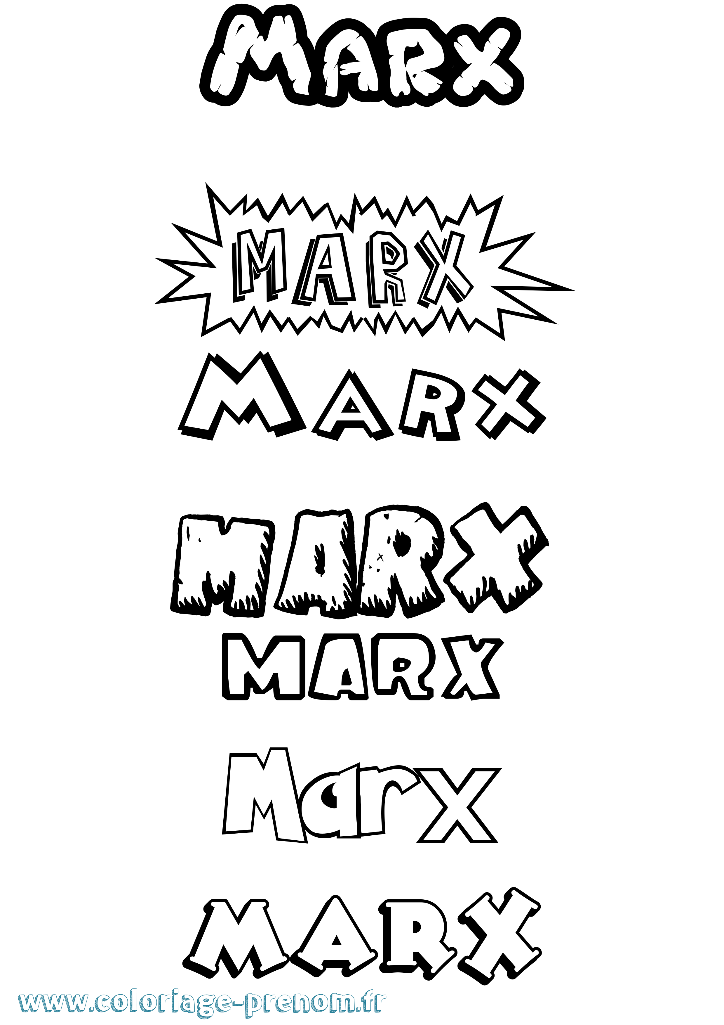 Coloriage prénom Marx Dessin Animé