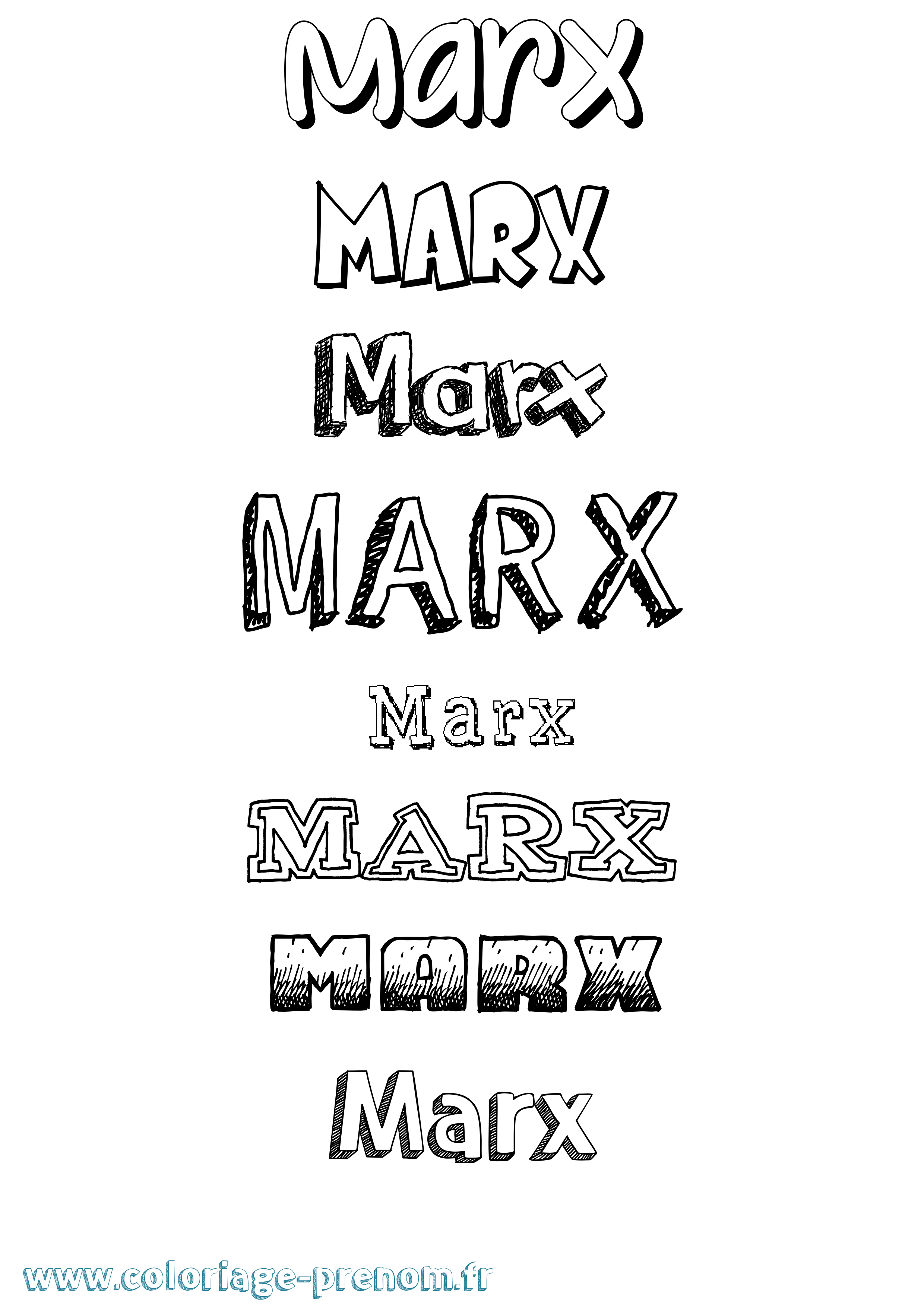 Coloriage prénom Marx Dessiné