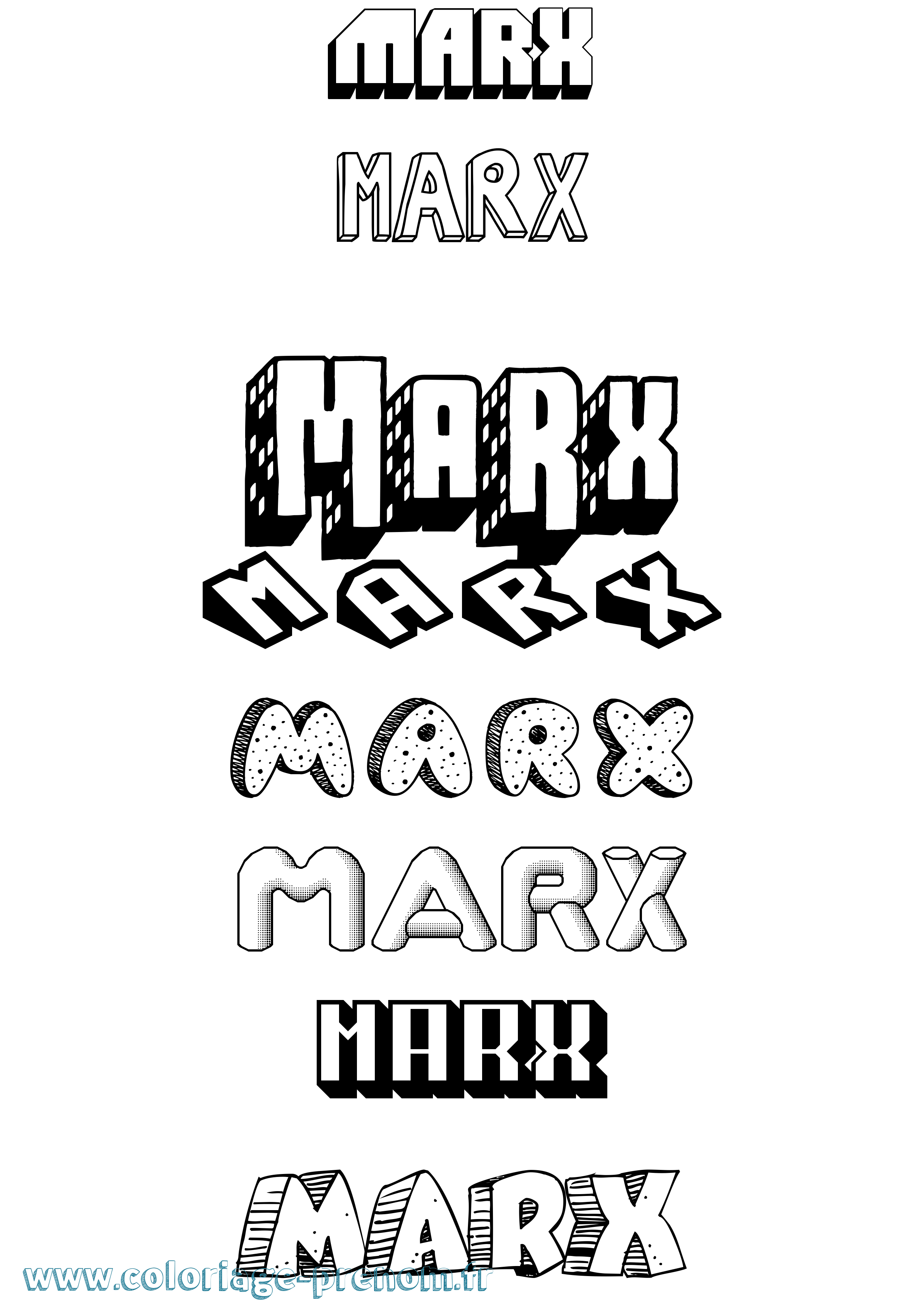 Coloriage prénom Marx Effet 3D