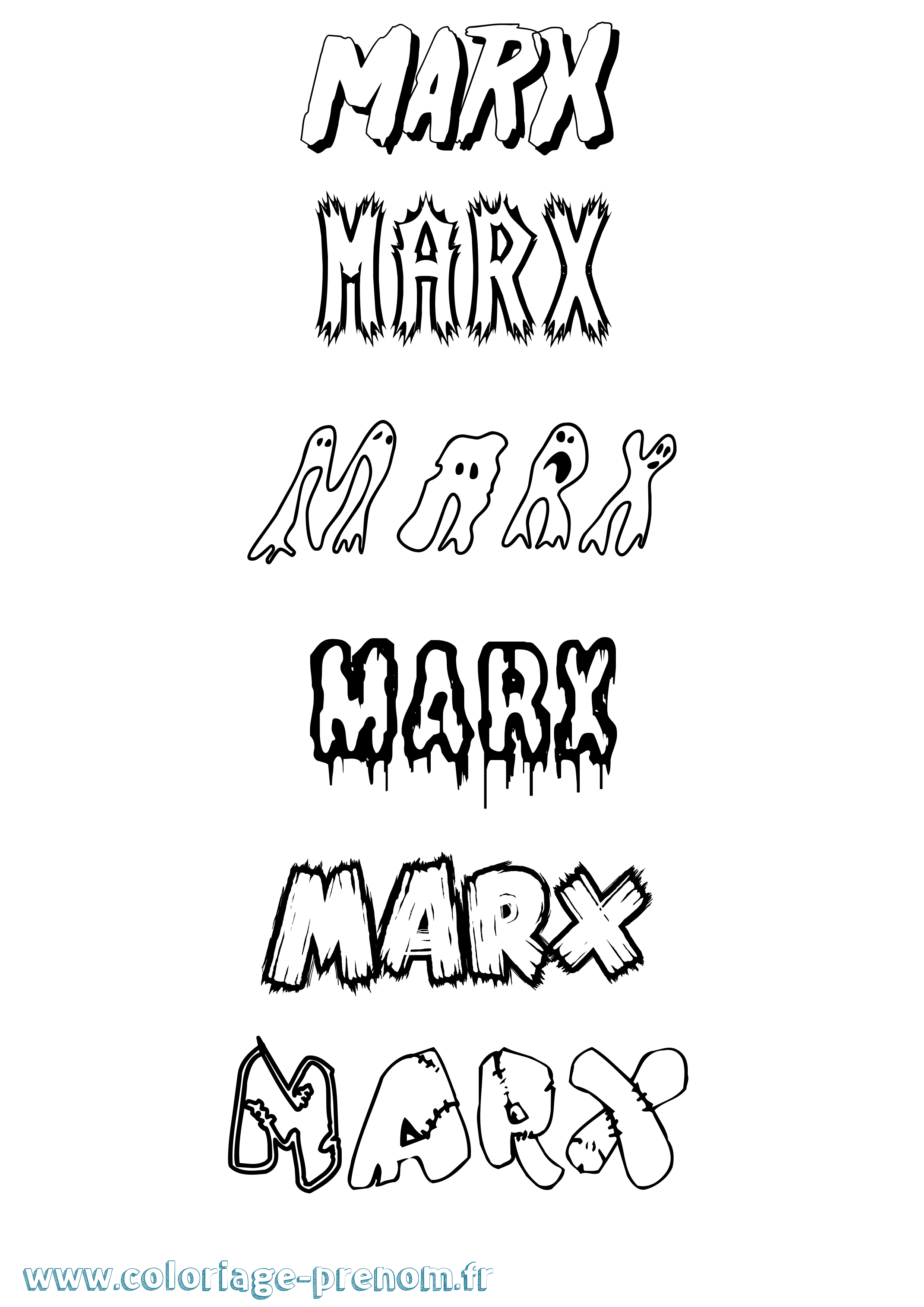 Coloriage prénom Marx Frisson