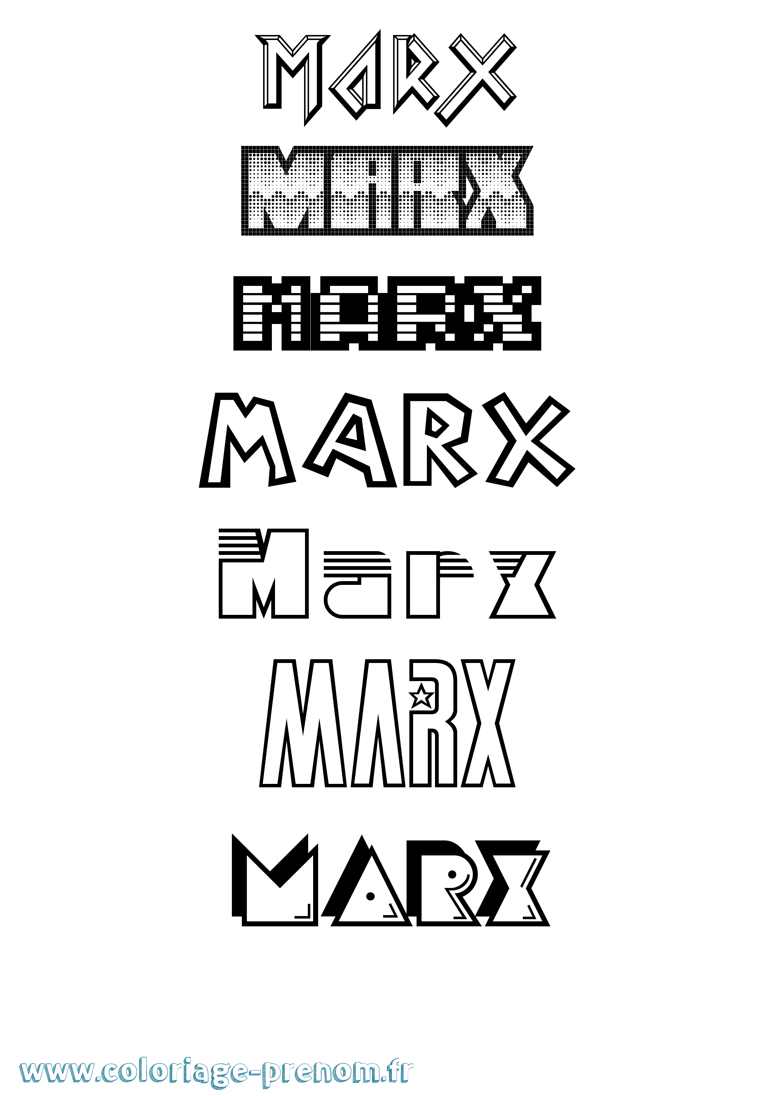 Coloriage prénom Marx Jeux Vidéos