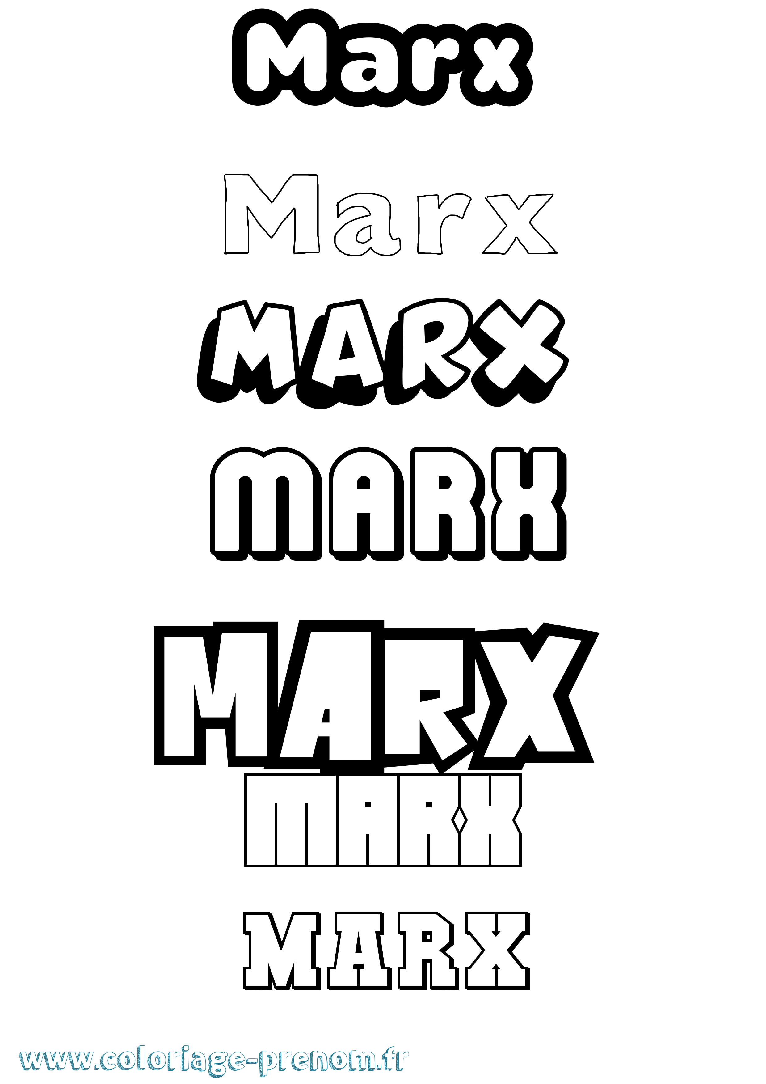 Coloriage prénom Marx Simple